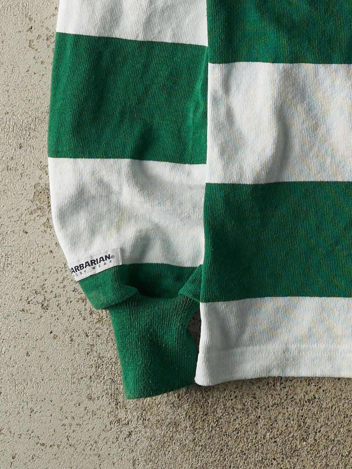 Vintage 10' Green and White Striped Saskatchewan Roughriders Rugby Long Sleeve (XL)