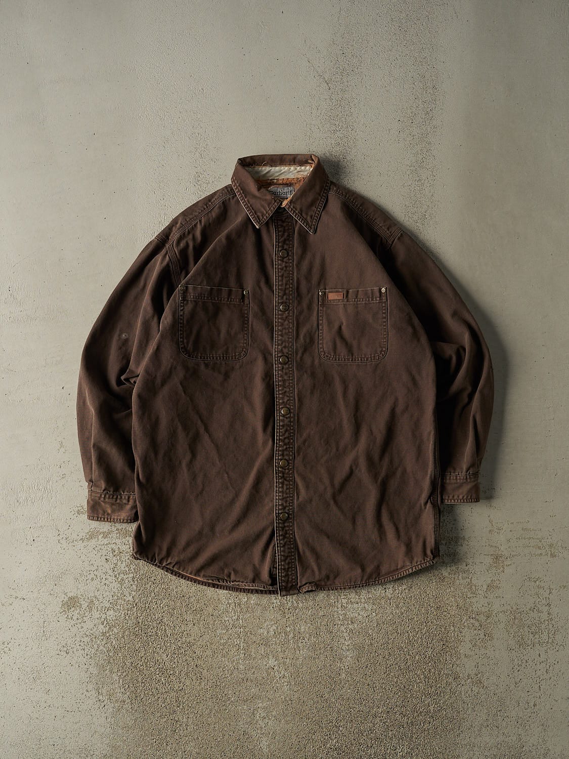Vintage 90s Brown Carhartt Flannel Lined Button Up Long Sleeve (XXL)