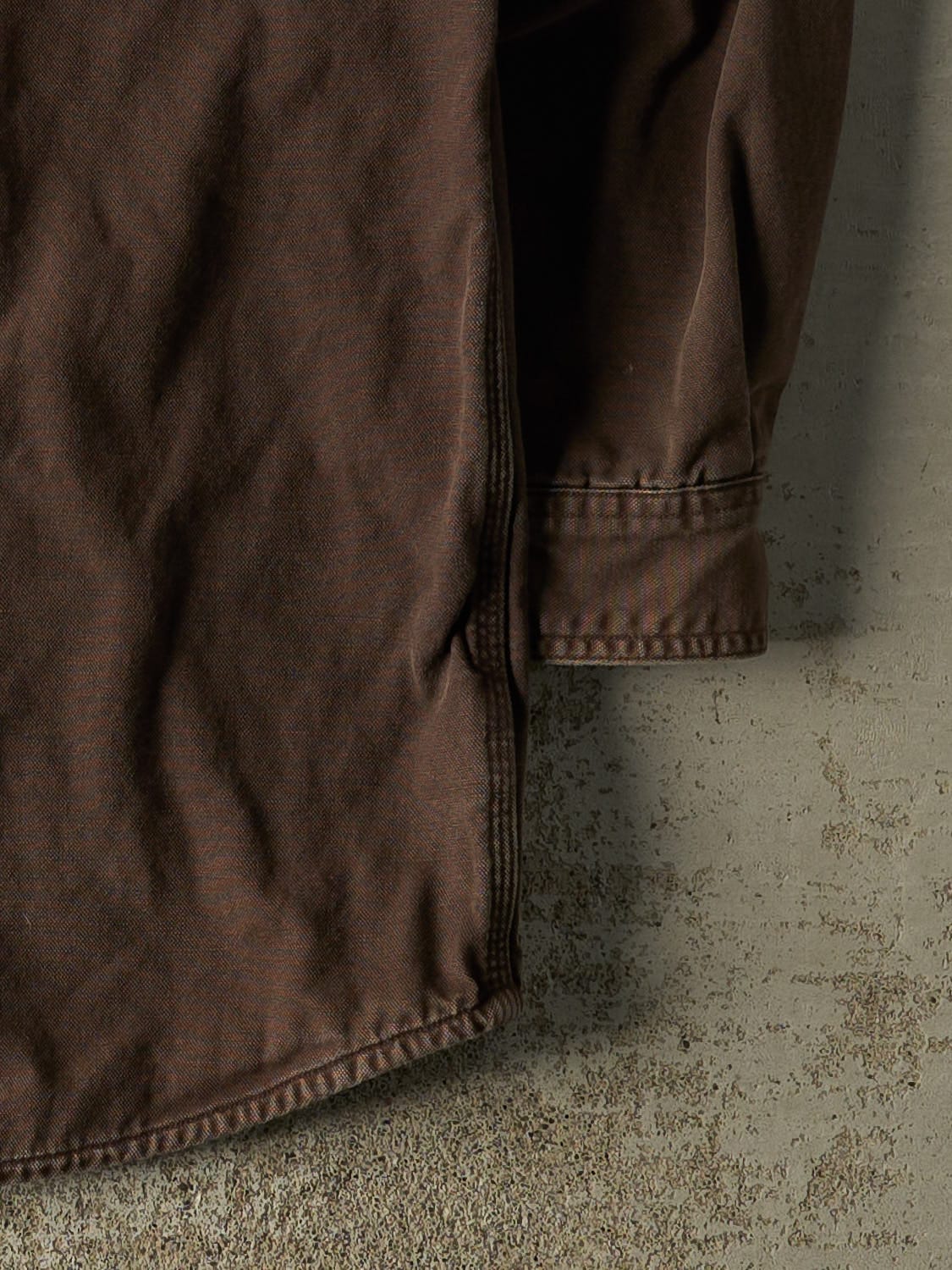 Vintage 90s Brown Carhartt Flannel Lined Button Up Long Sleeve (XXL)