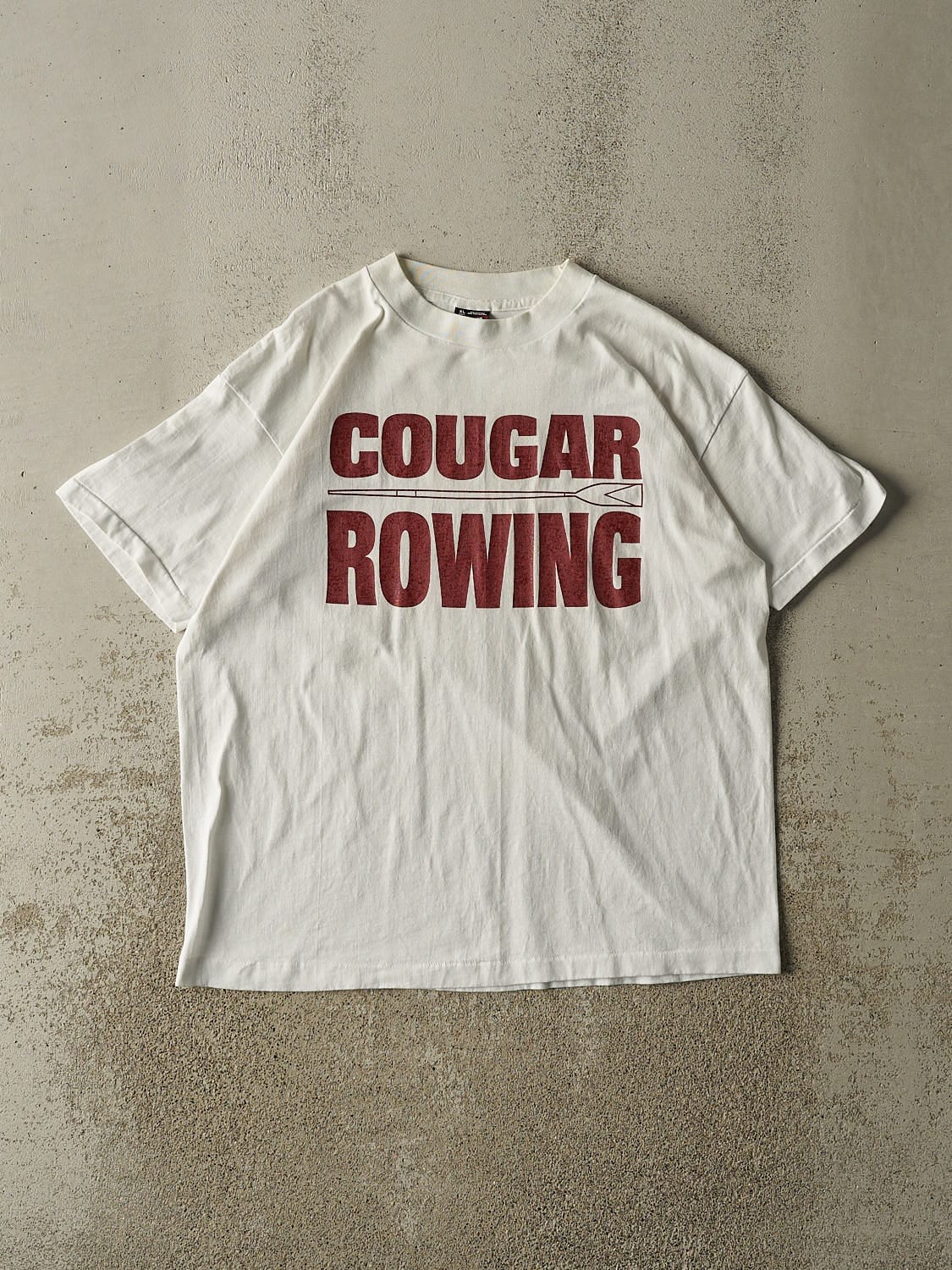 Vintage 90s White Cougar Rowing Single Stitch Tee (L)