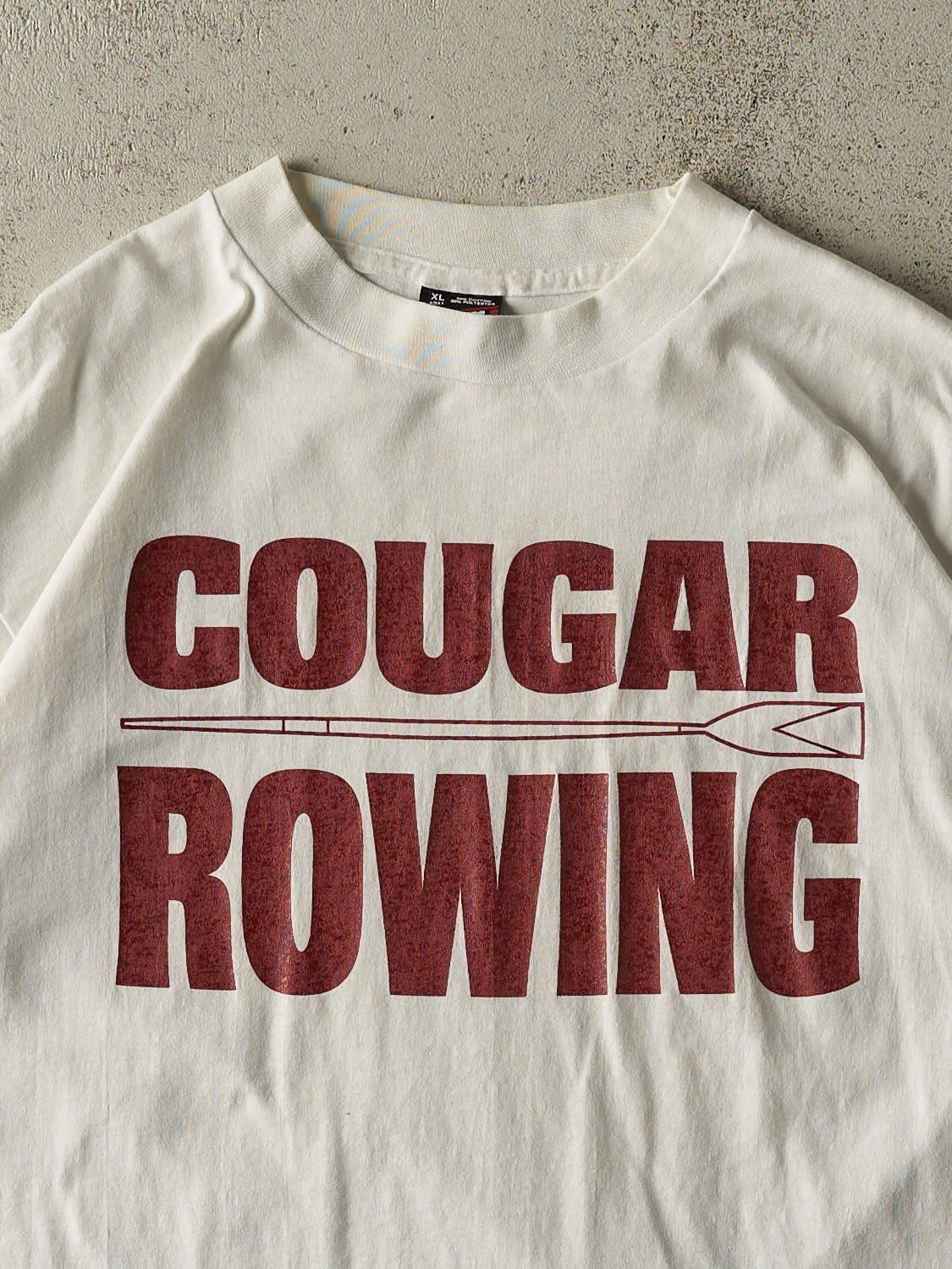 Vintage 90s White Cougar Rowing Single Stitch Tee (L)