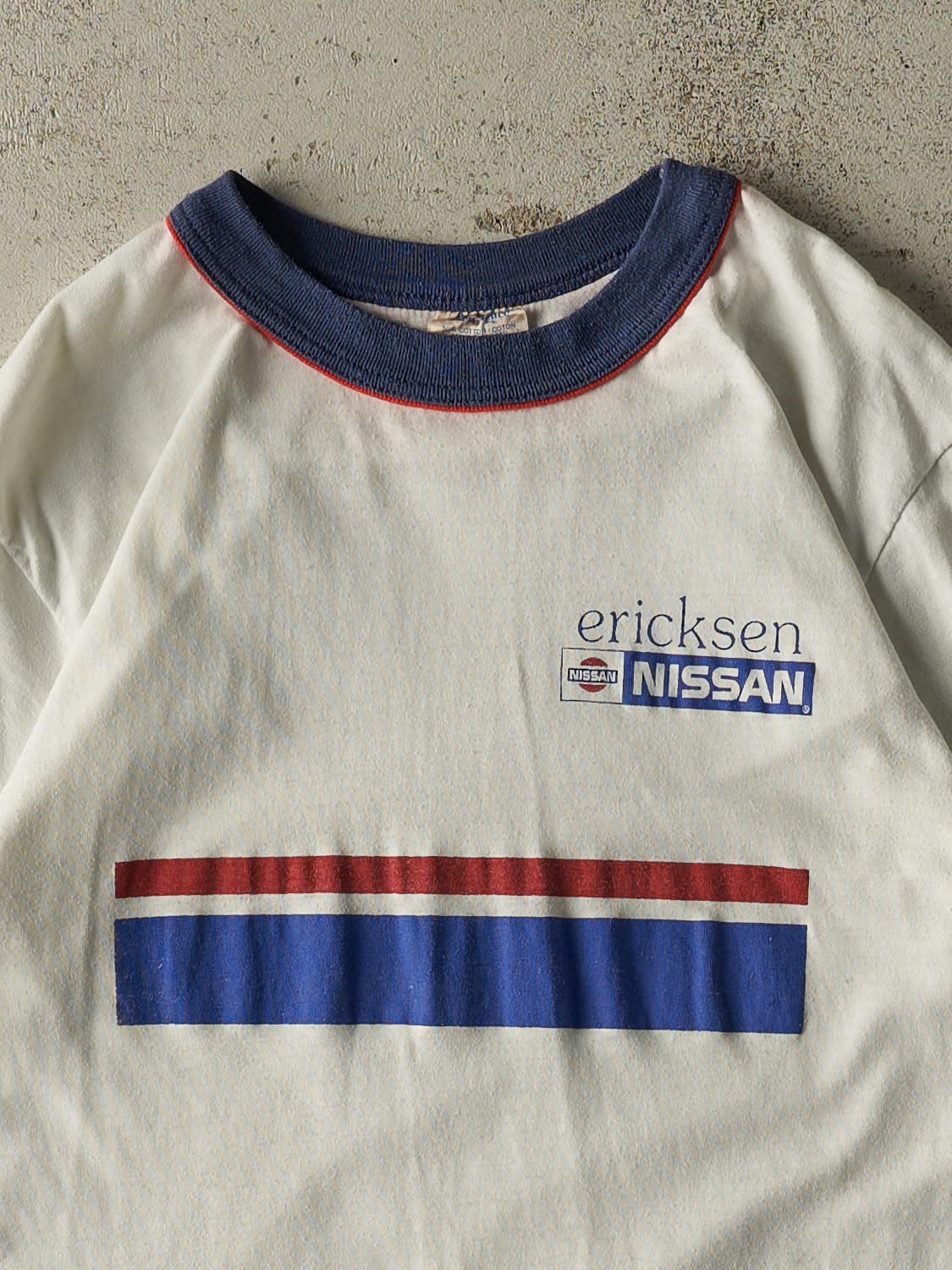 Vintage 80s White Nissan Ringer Tee (XS/S)