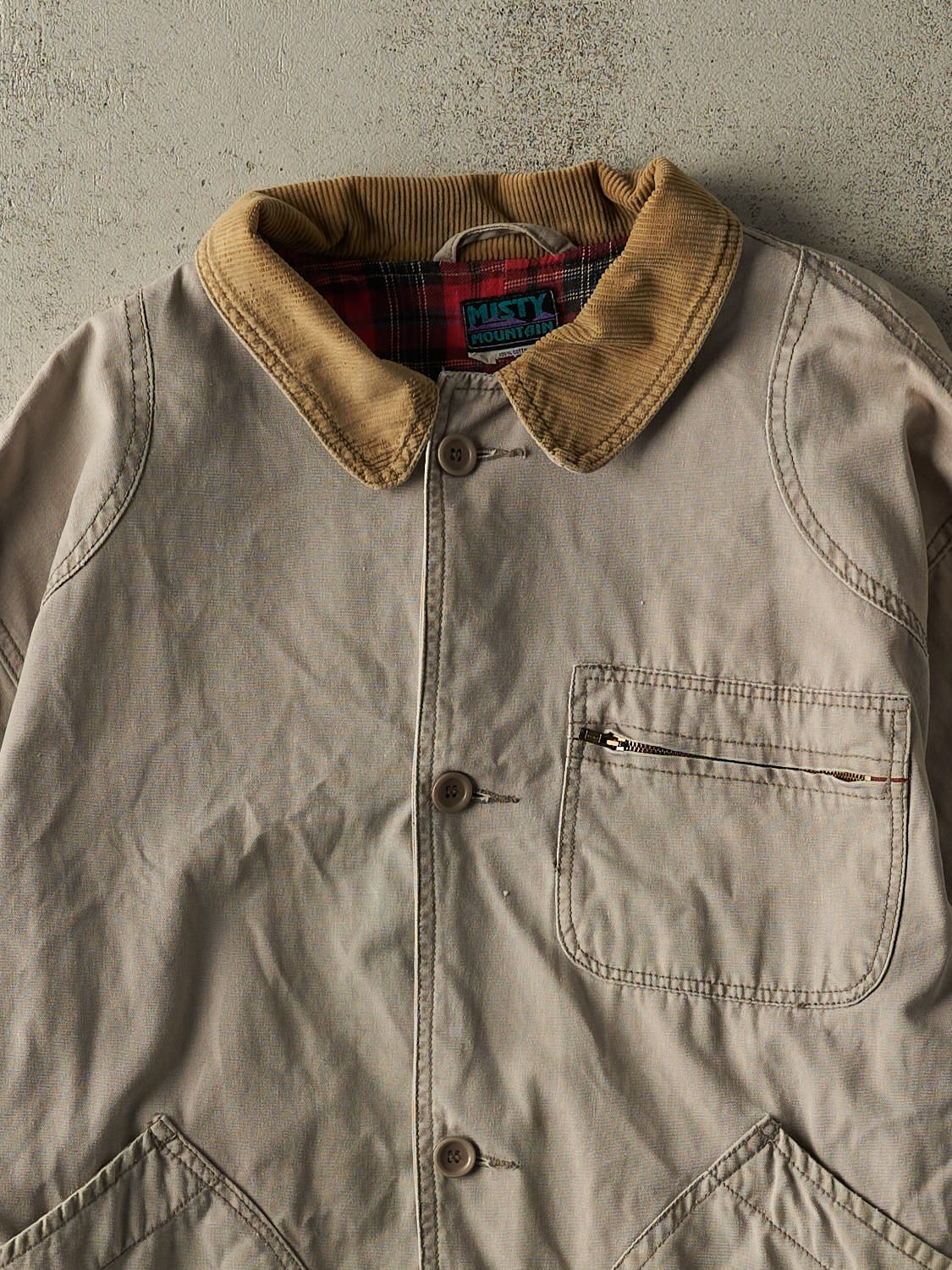 Vintage 80s Beige Misty Mountain Chore Jacket (L/XL)