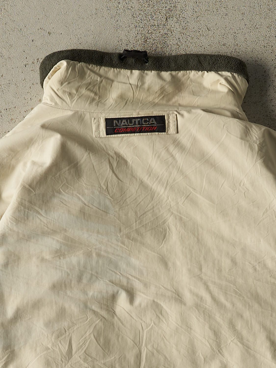Vintage Y2K Beige Nautica Reversible Fleece Windbreaker Jacket (L/XL)