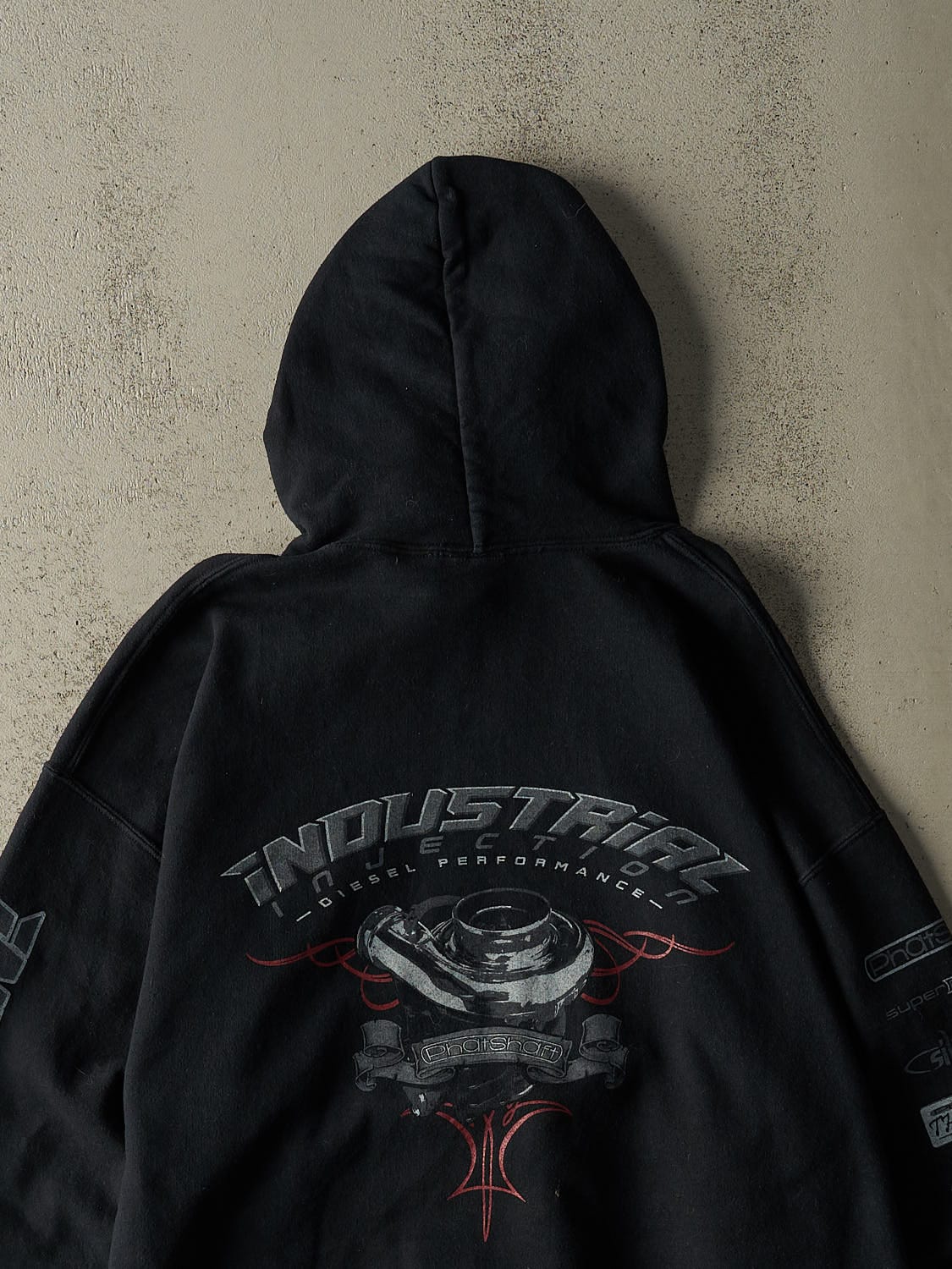 Vintage Y2K Black Industrial Injection Hoodie (L/XL)