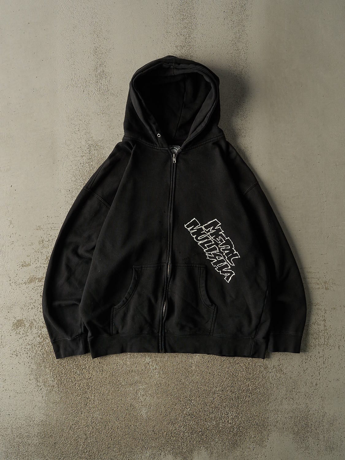 Vintage Y2K Black Metal Mulisha Hoodie (L/XL)