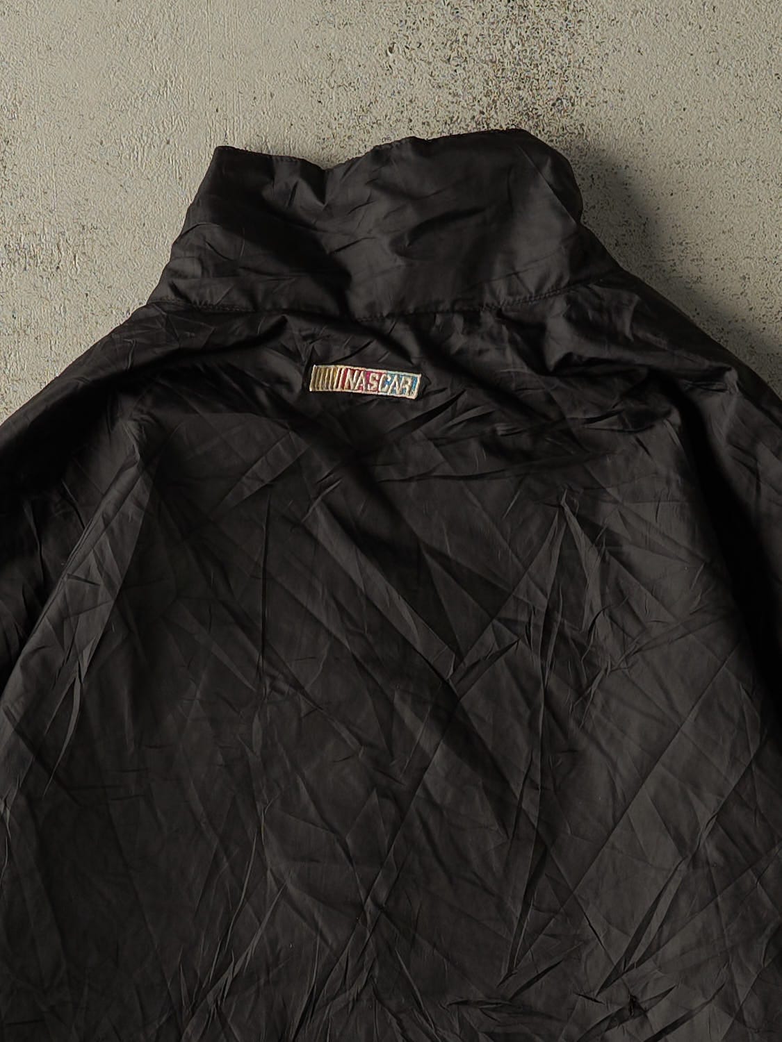 Vintage Y2K Black Nascar Zip Up Fleece Lined Windbreaker Jacket (L/XL)