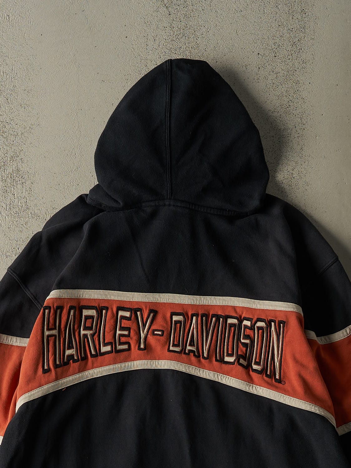 Vintage Y2K Black Harley Davidson Racing Embroidered Zip Up Hoodie (XXL/XXXL)