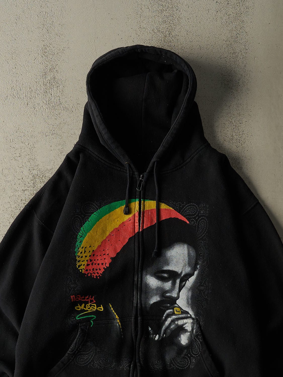 Vintage 90s Black Bob Marley Zip Up Hoodie (XL)