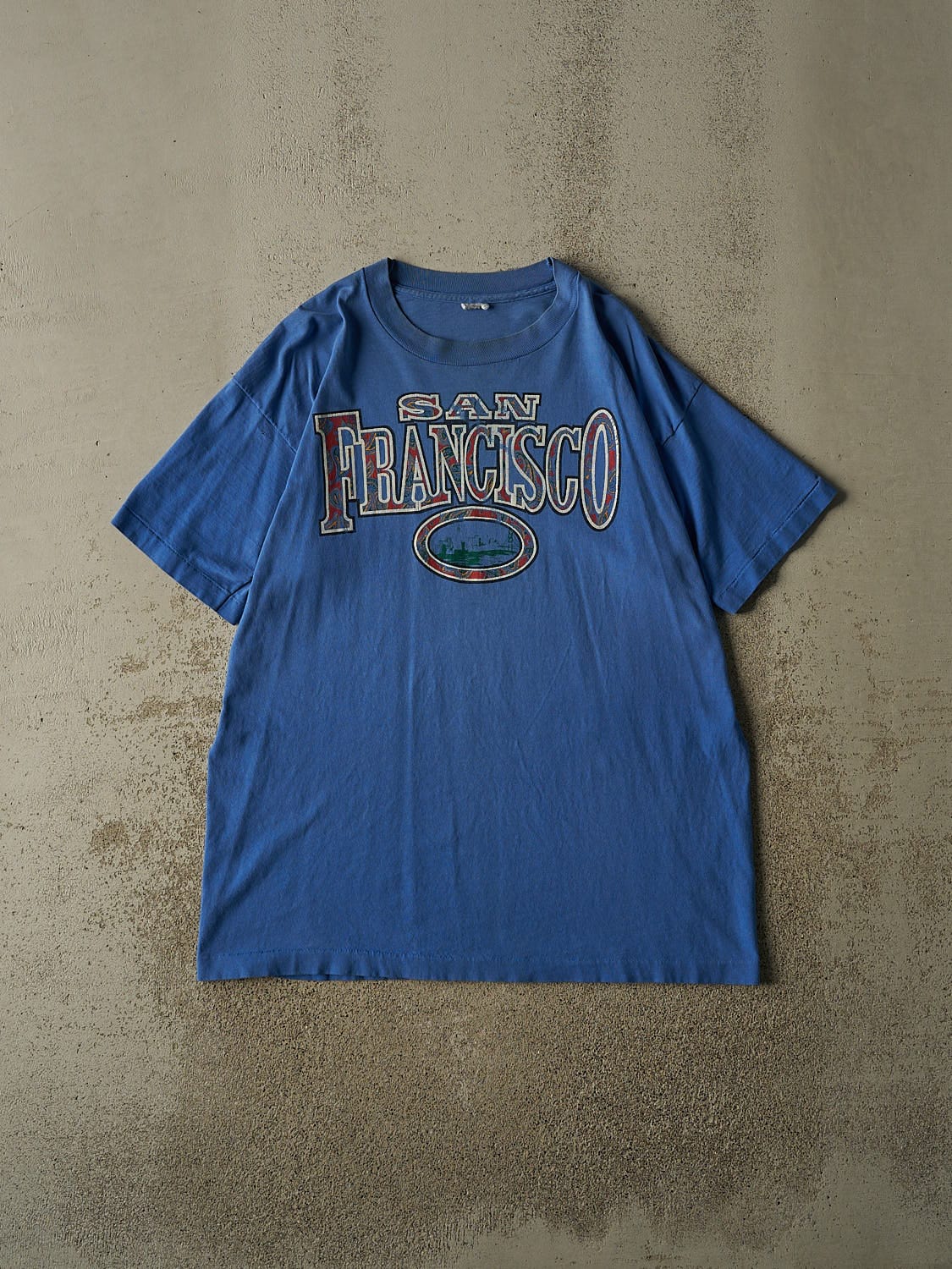 Vintage 90s Blue San Francisco Fractal Art Single Stitch Tee (XL/XXL)