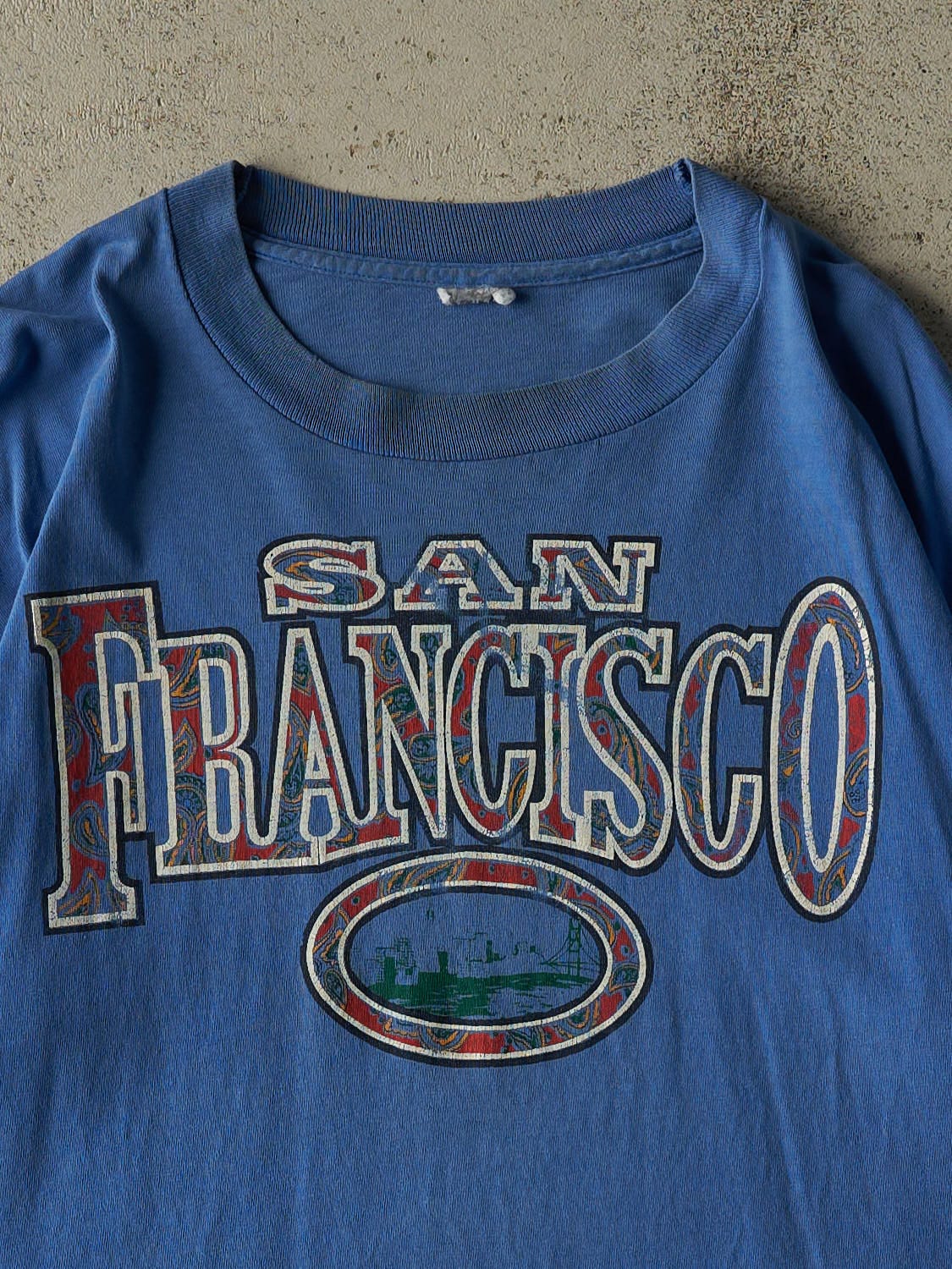 Vintage 90s Blue San Francisco Fractal Art Single Stitch Tee (XL/XXL)