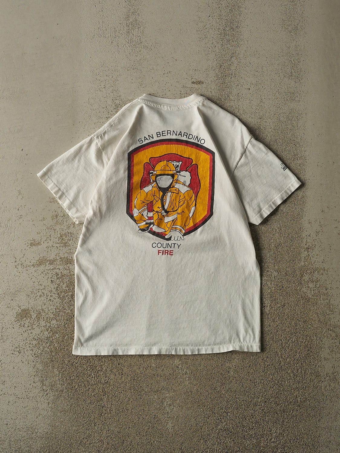 Vintage 90s White San Bernardino County Fire Dept Pocket Single Stitch Tee (S/M)