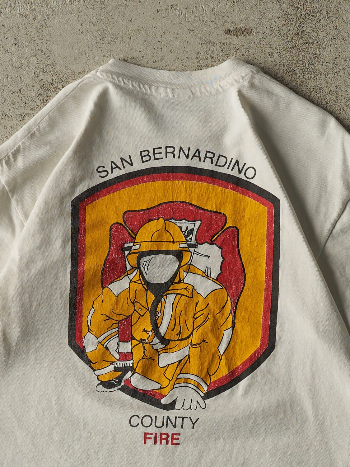 Vintage 90s White San Bernardino County Fire Dept Pocket Single Stitch Tee (S/M)