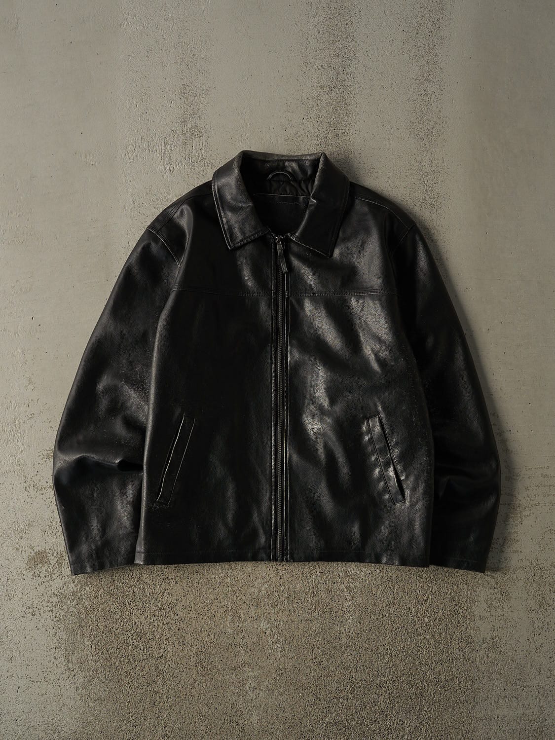 Vintage Y2K Black Leather Jacket (M/L)