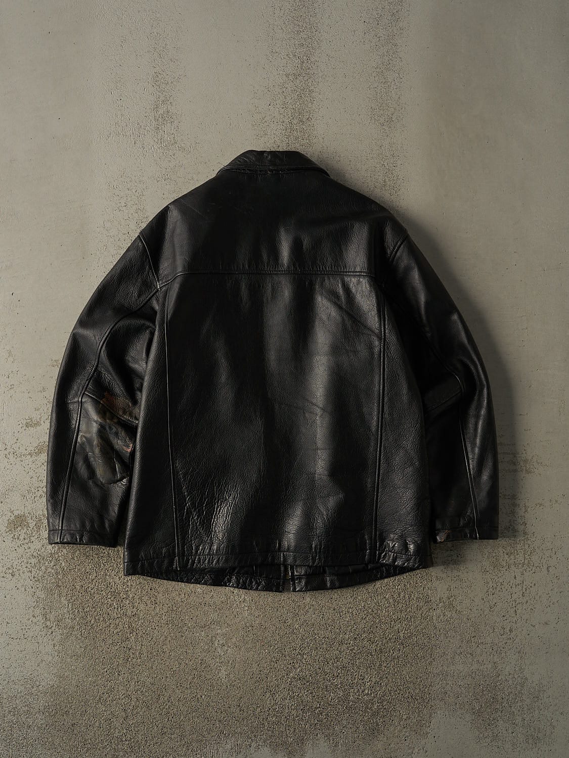 Vintage 90s Black Zildjian Embroidered Leather Jacket (XL)