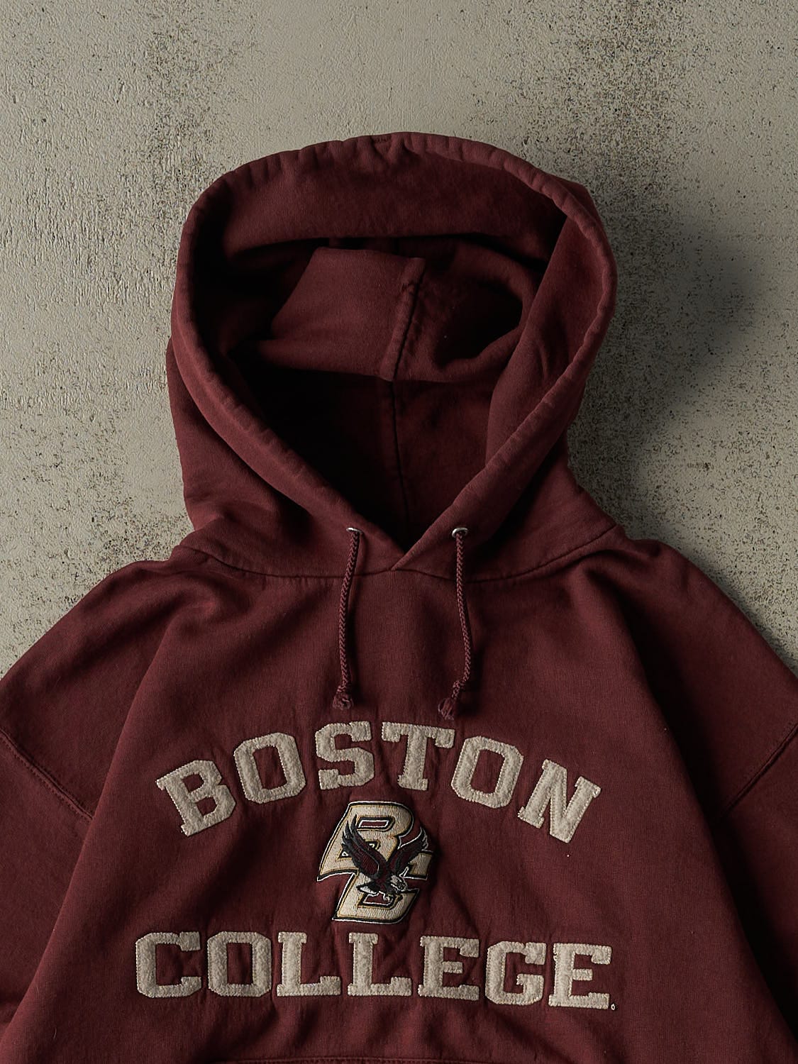 Vintage 90s Burgundy Boston College Champion Hoodie (XS/S)