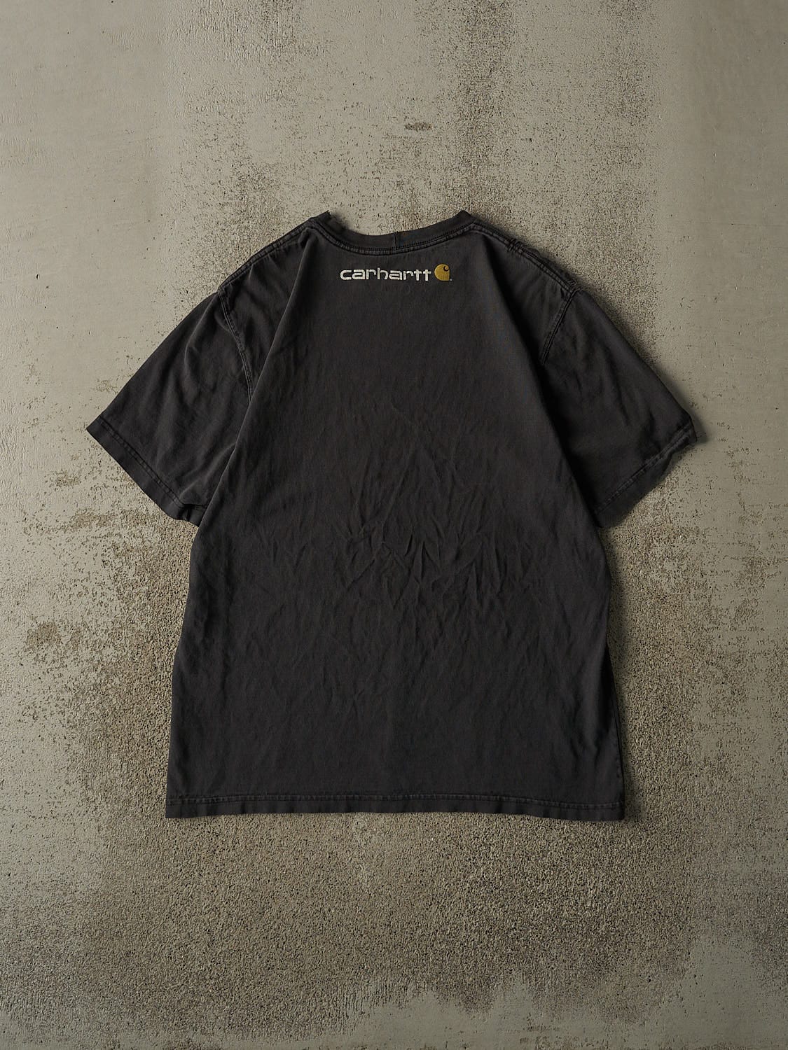 Vintage Y2K Faded Black Carhartt Logo Tee (L)