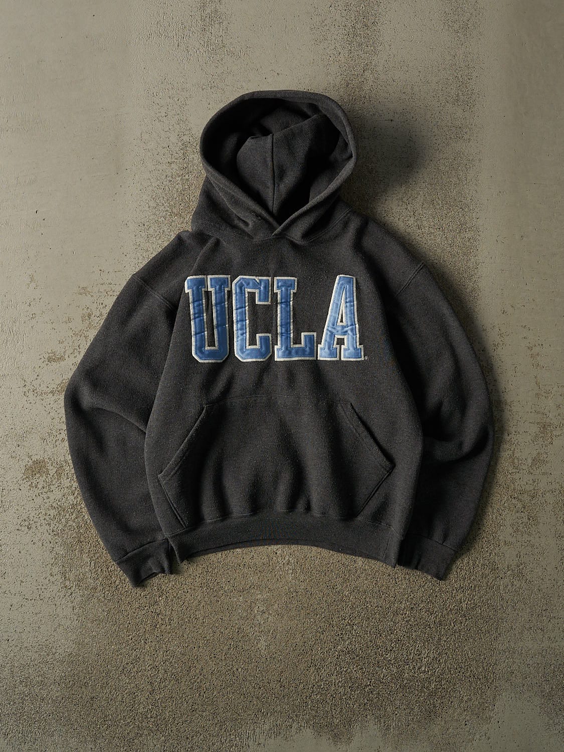 Vintage Y2K Charcoal Grey UCLA Embroidered Hoodie (XS/S)