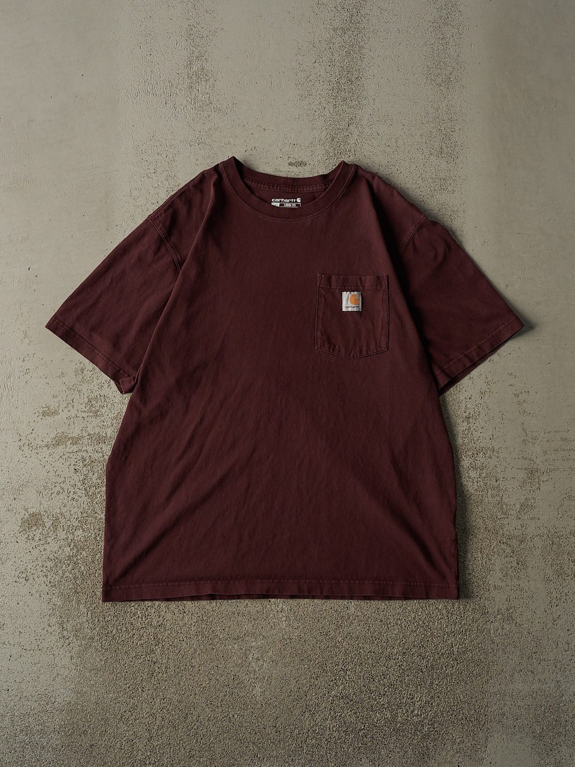 Vintage Y2K Burgundy Carhartt Pocket Tee (L/XL)