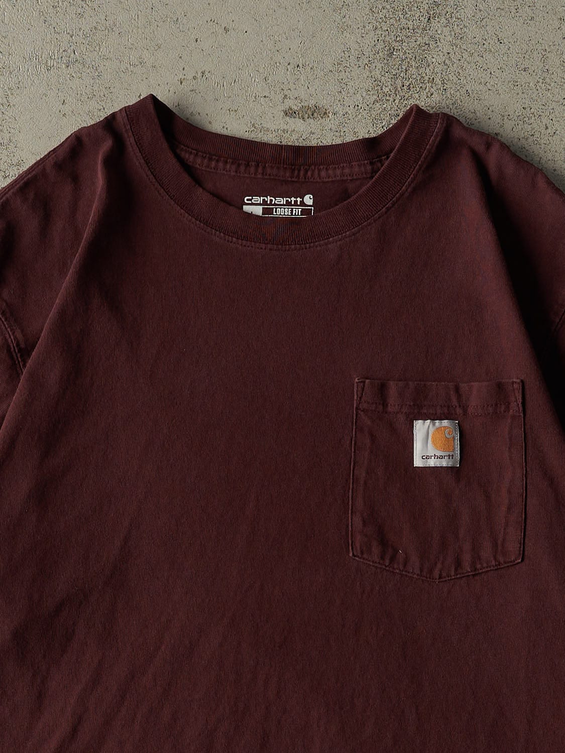 Vintage Y2K Burgundy Carhartt Pocket Tee (L/XL)