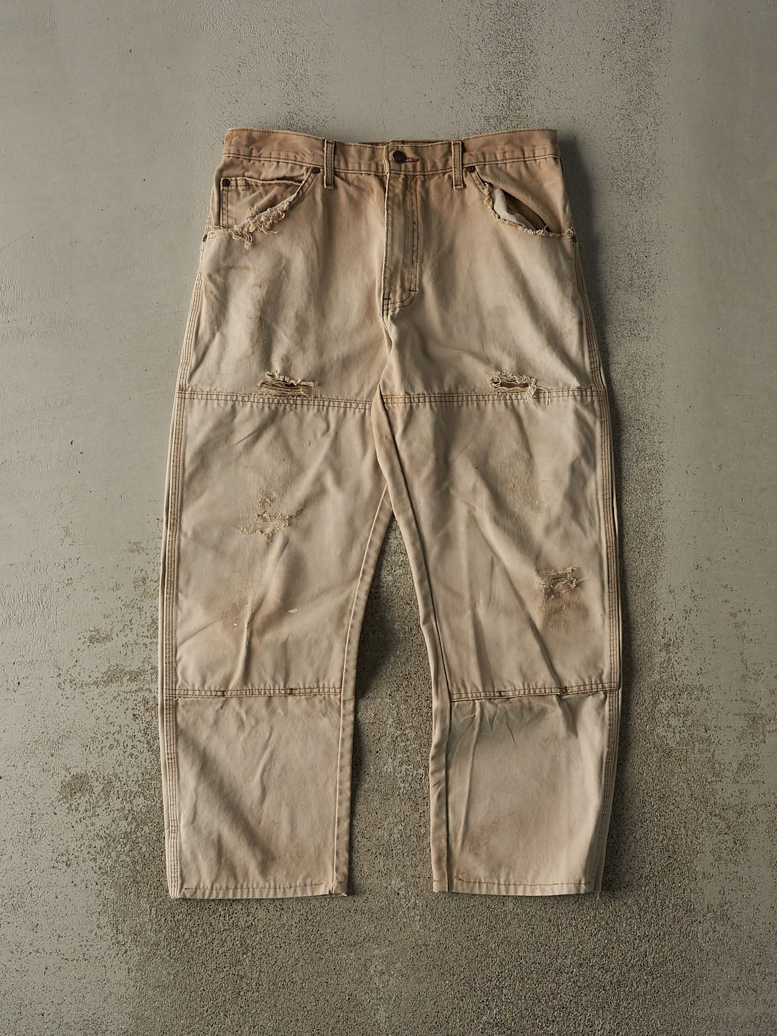 Vintage 90s Beige Dickies Double Knee Work Pants (33x28)
