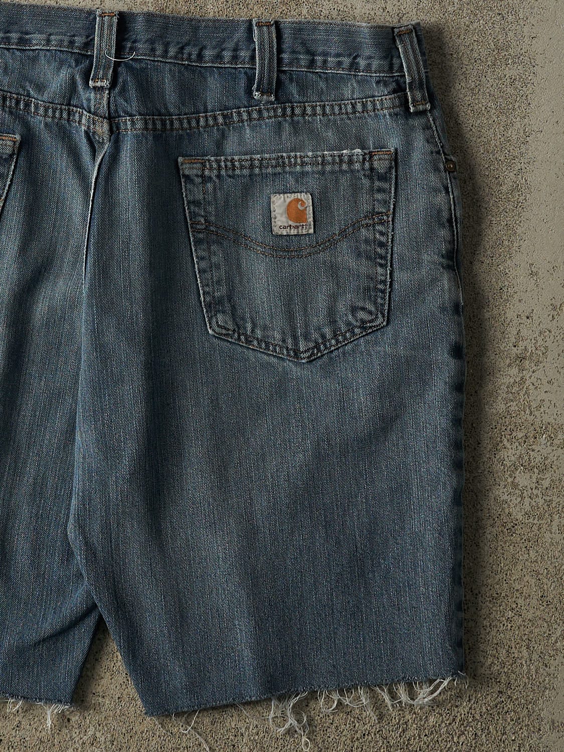 Vintage Y2K Dark Wash Carhartt Cut Off Jean Shorts (39x9.5)