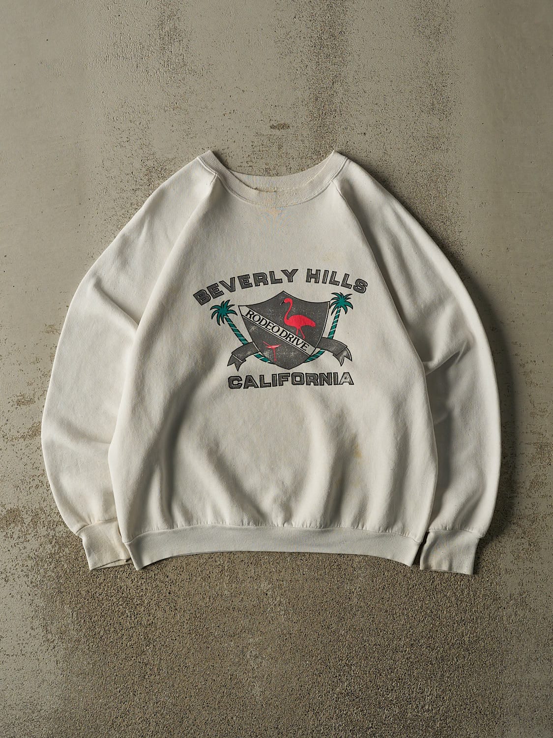 Vintage 80s RARE White Beverly Hills California Rodeo Drive Crewneck (M)