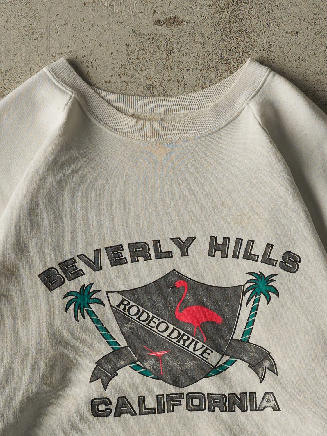 Vintage 80s RARE White Beverly Hills California Rodeo Drive Crewneck (M)