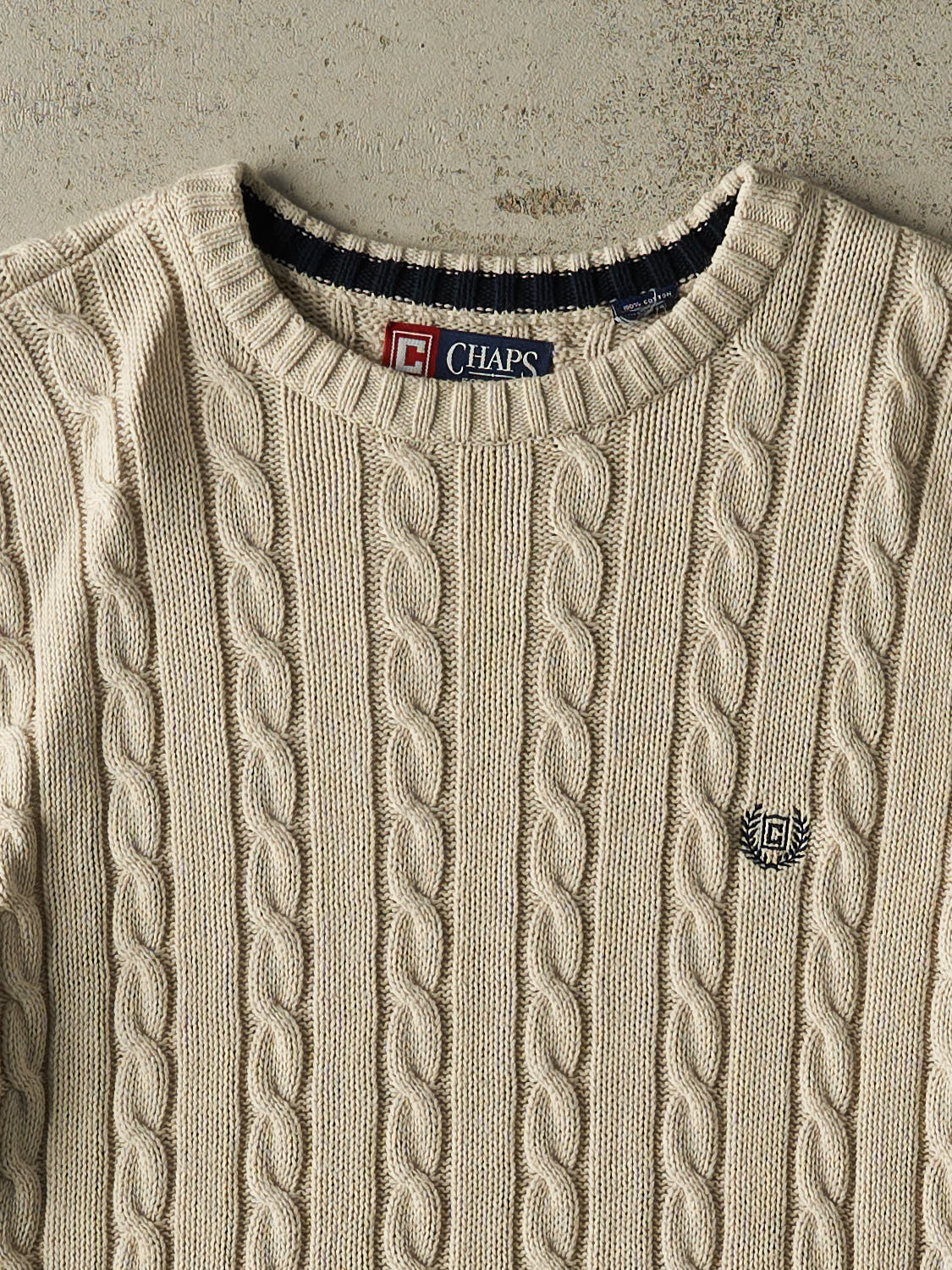 Vintage Y2K Beige Chaps Cable Knit Sweater (L/XL)