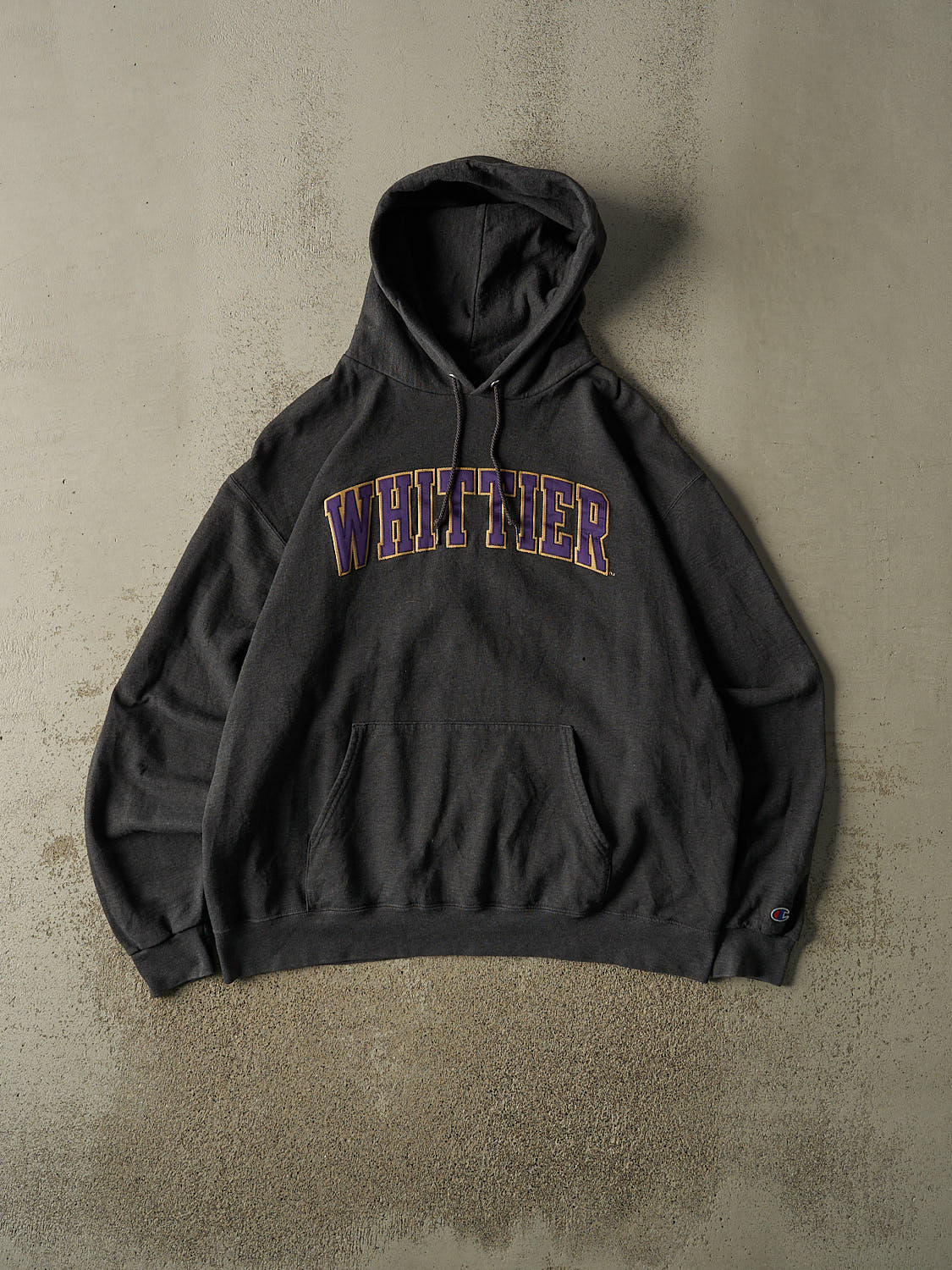 Vintage 90s Charcoal Grey Whittier Embroidered Hoodie (XL/XXL)