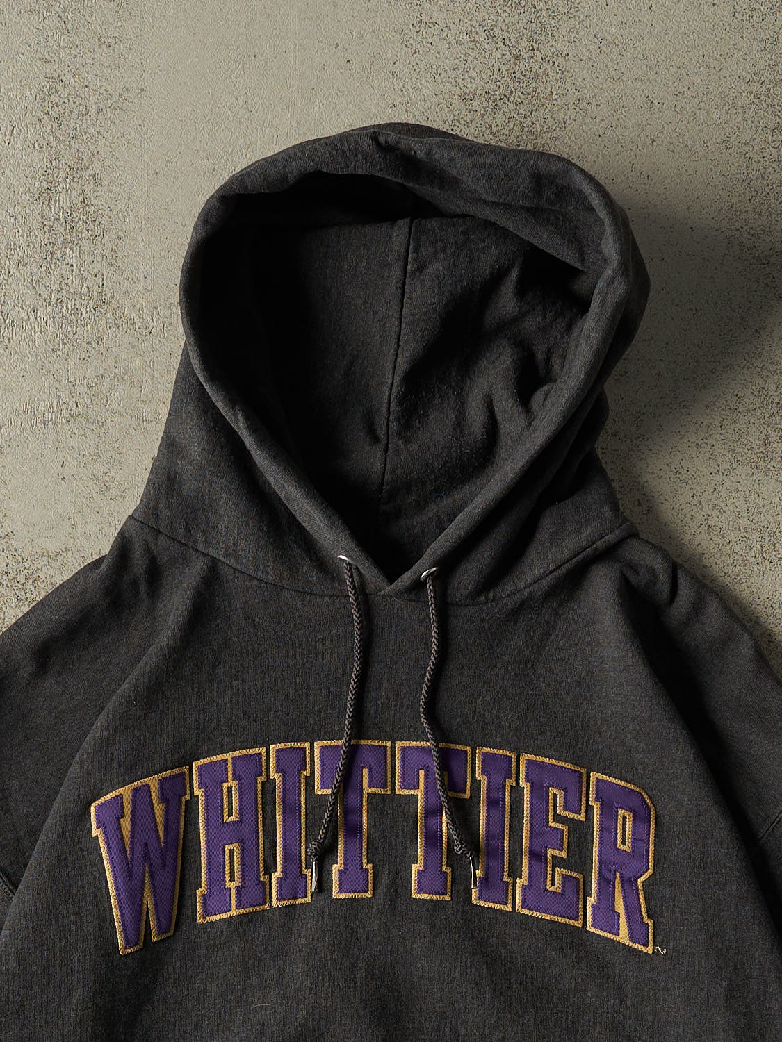 Vintage 90s Charcoal Grey Whittier Embroidered Hoodie (XL/XXL)