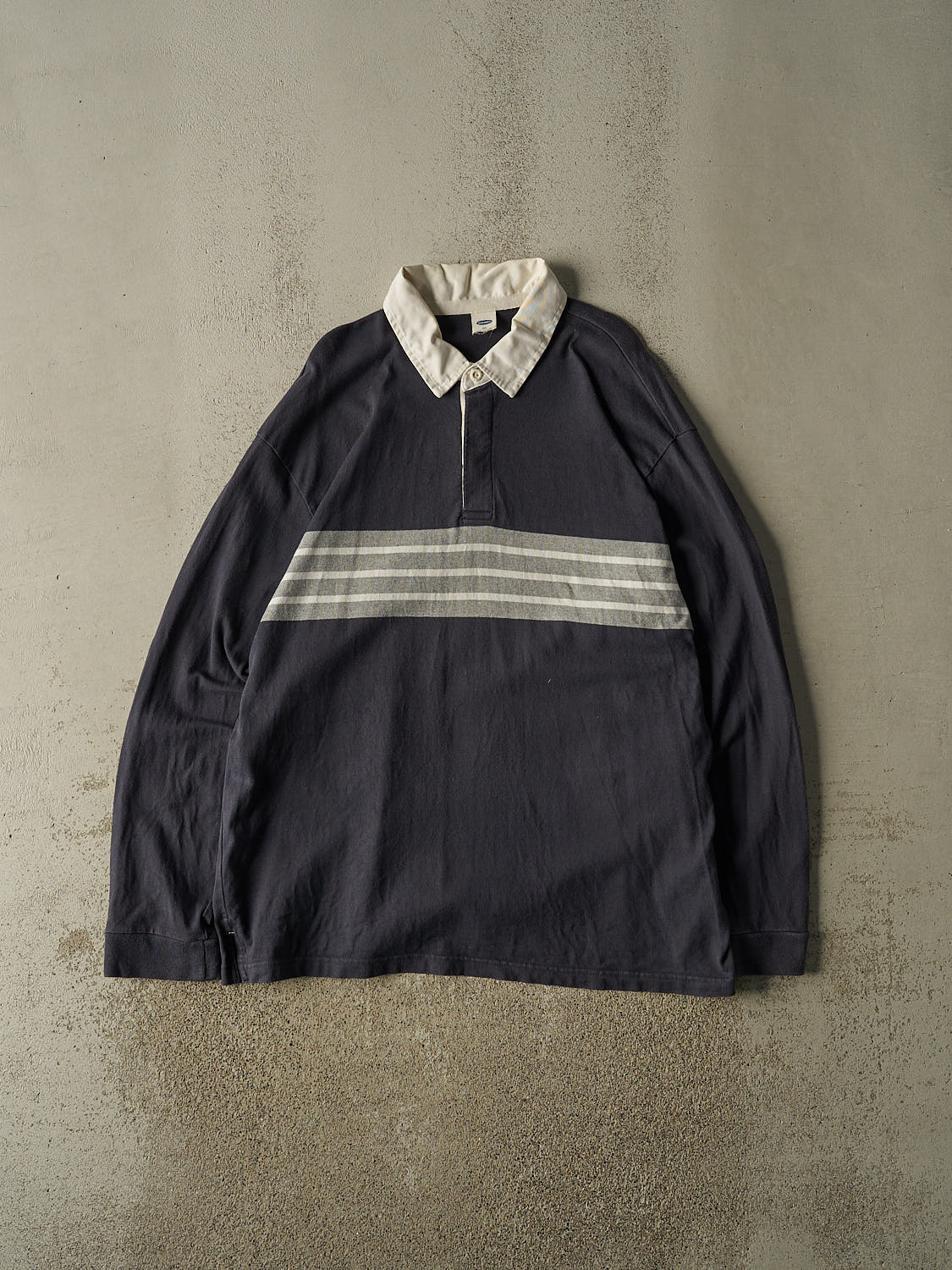 Vintage Y2K Navy Blue Old Navy Quarter Button Rugby Long Sleeve (XXL)