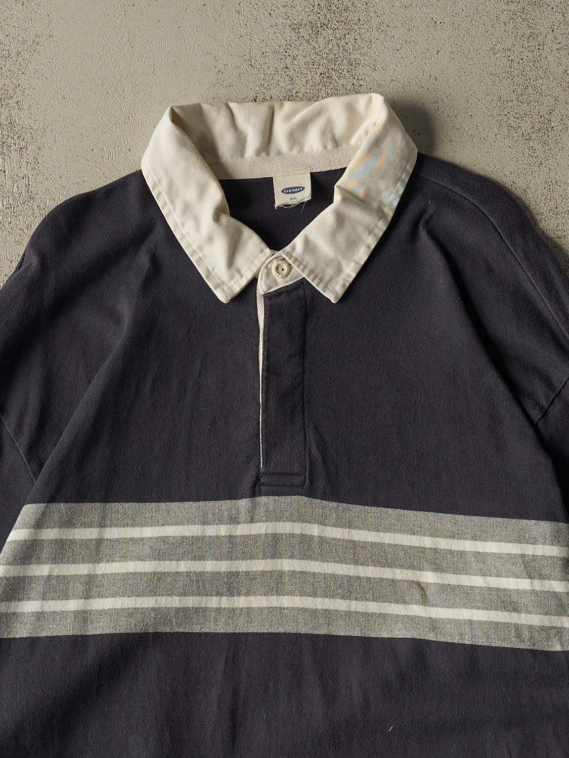 Vintage Y2K Navy Blue Old Navy Quarter Button Rugby Long Sleeve (XXL)