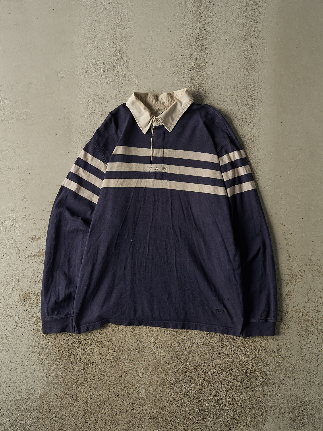 Vintage Y2K Navy Blue Izod Quarter Button Rugby Long Sleeve (L)