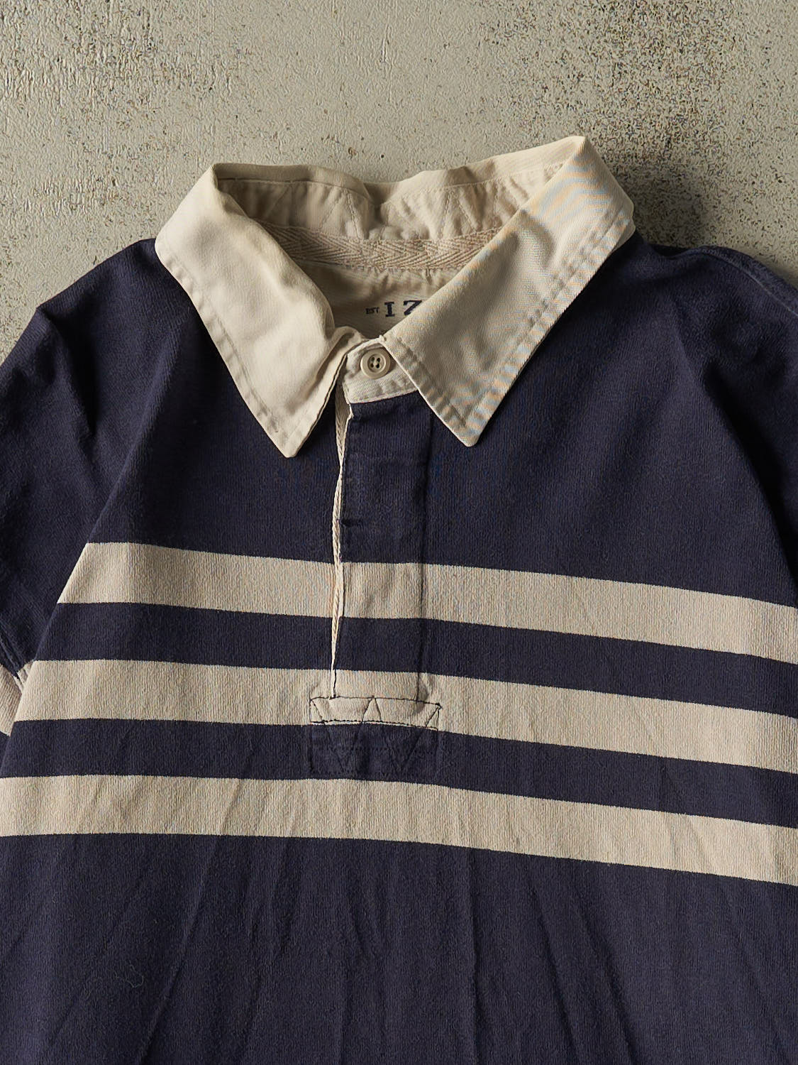 Vintage Y2K Navy Blue Izod Quarter Button Rugby Long Sleeve (L)