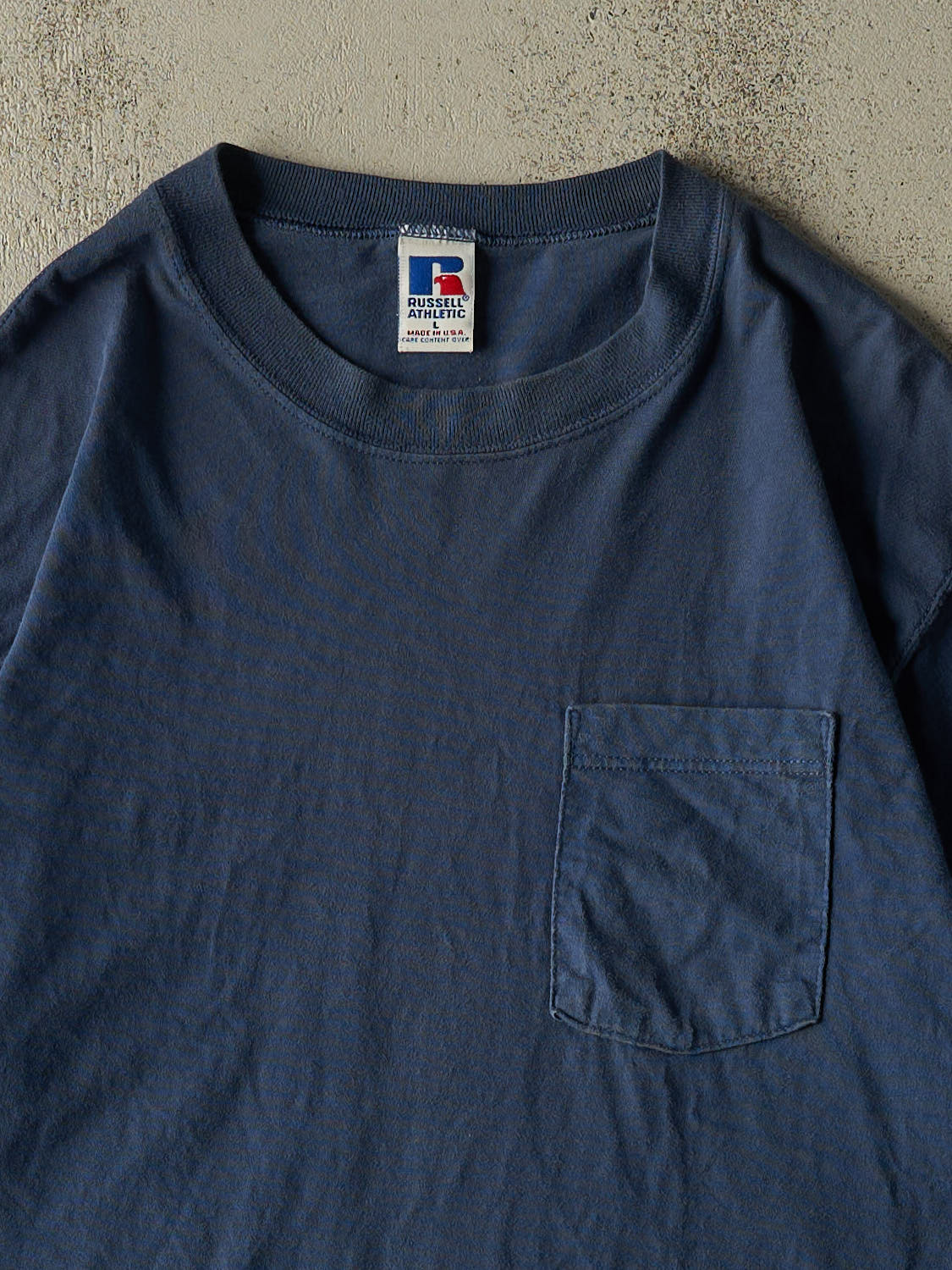 Vintage 90s Blue Russell Athletic Blank Pocket Tee (L/XL)