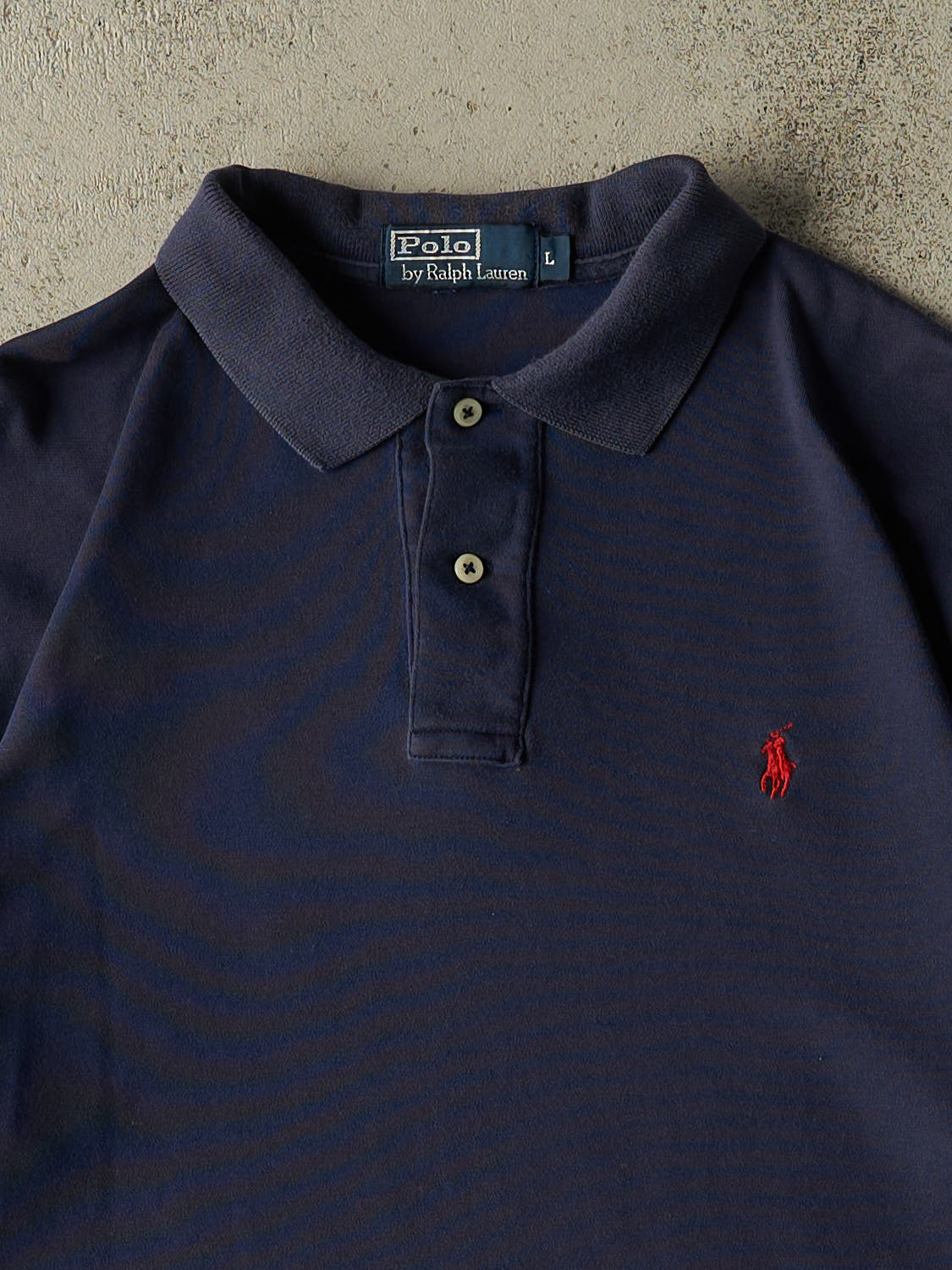 Vintage 90s Faded Navy Polo Quarter Button Tee (XL)