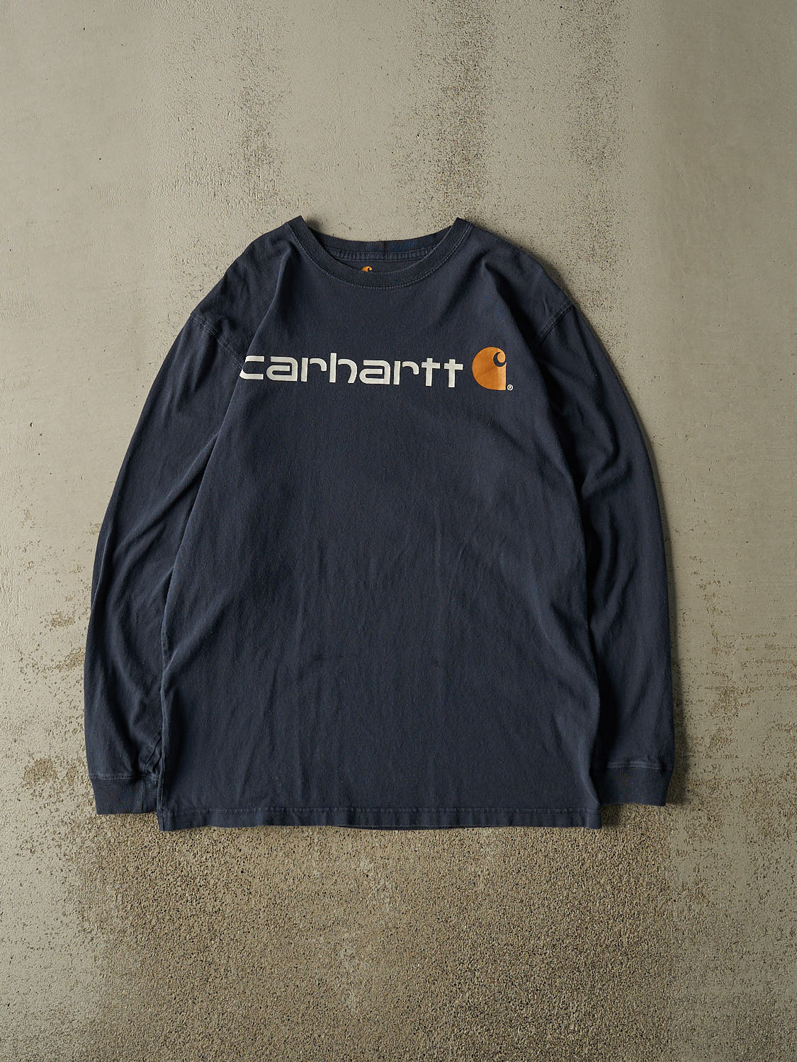 Vintage Y2K Navy Blue Carhartt Logo Long Sleeve (L/XL)