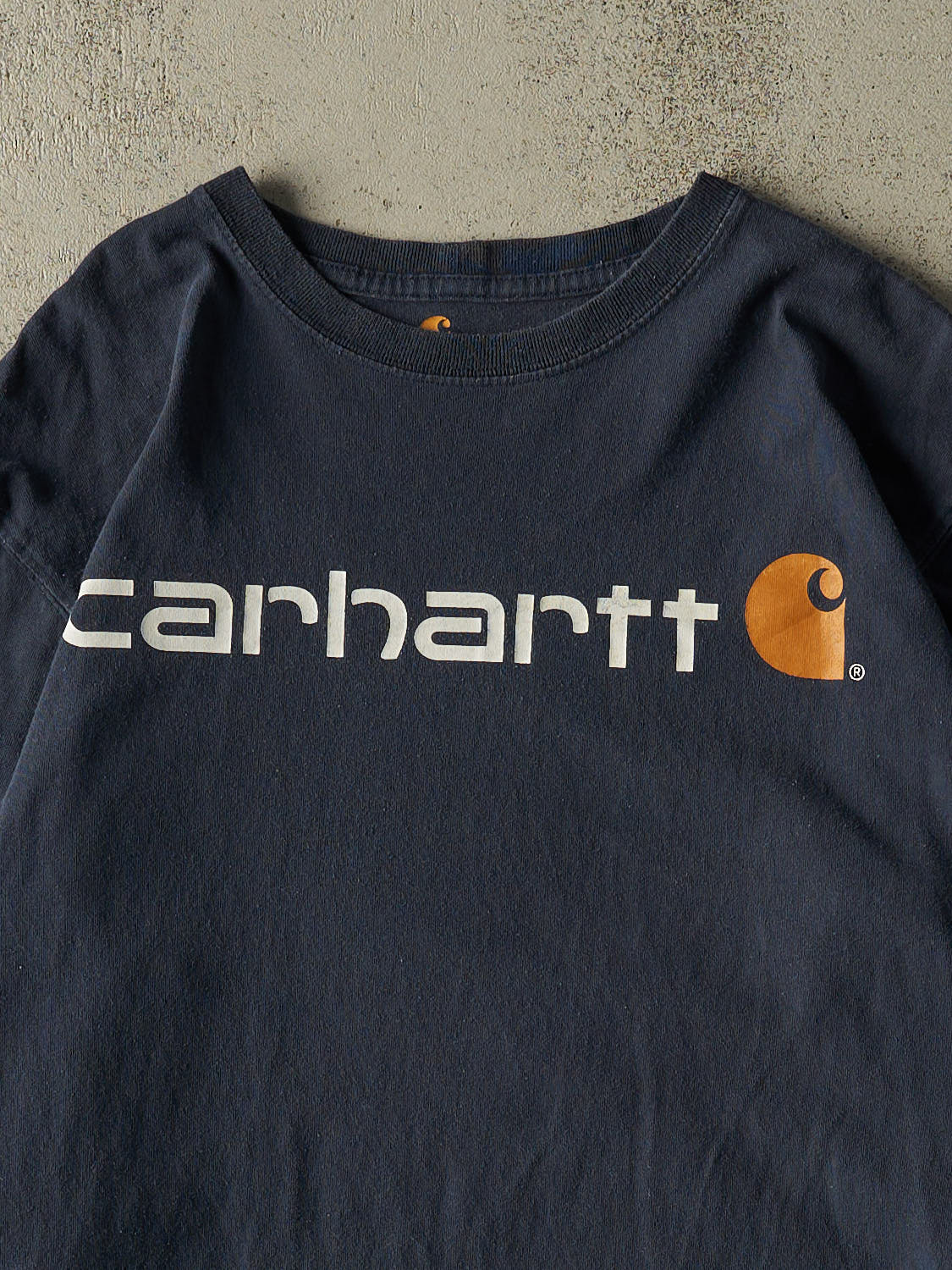 Vintage Y2K Navy Blue Carhartt Logo Long Sleeve (L/XL)