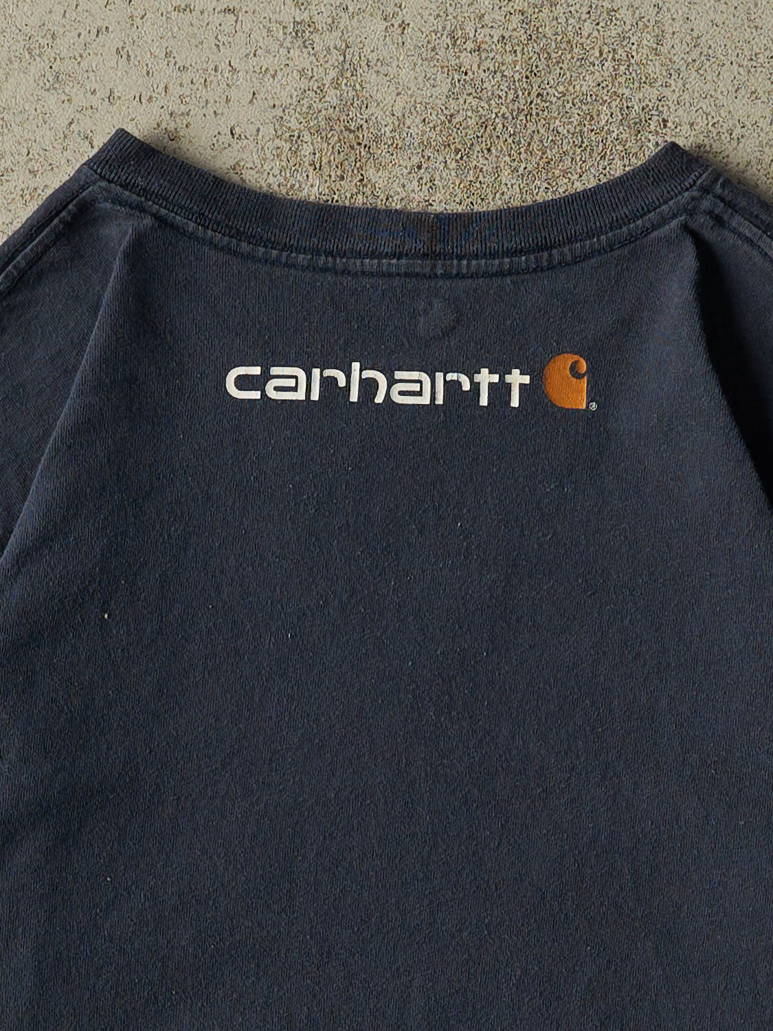 Vintage Y2K Navy Blue Carhartt Logo Long Sleeve (L/XL)