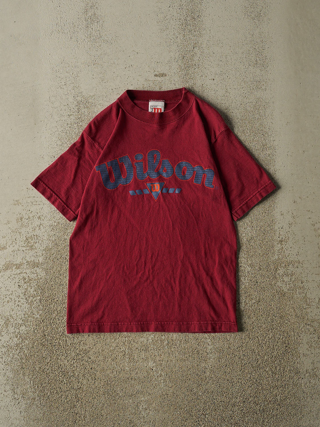 Vintage 90s Burgundy Wilson Logo Tee (XS)