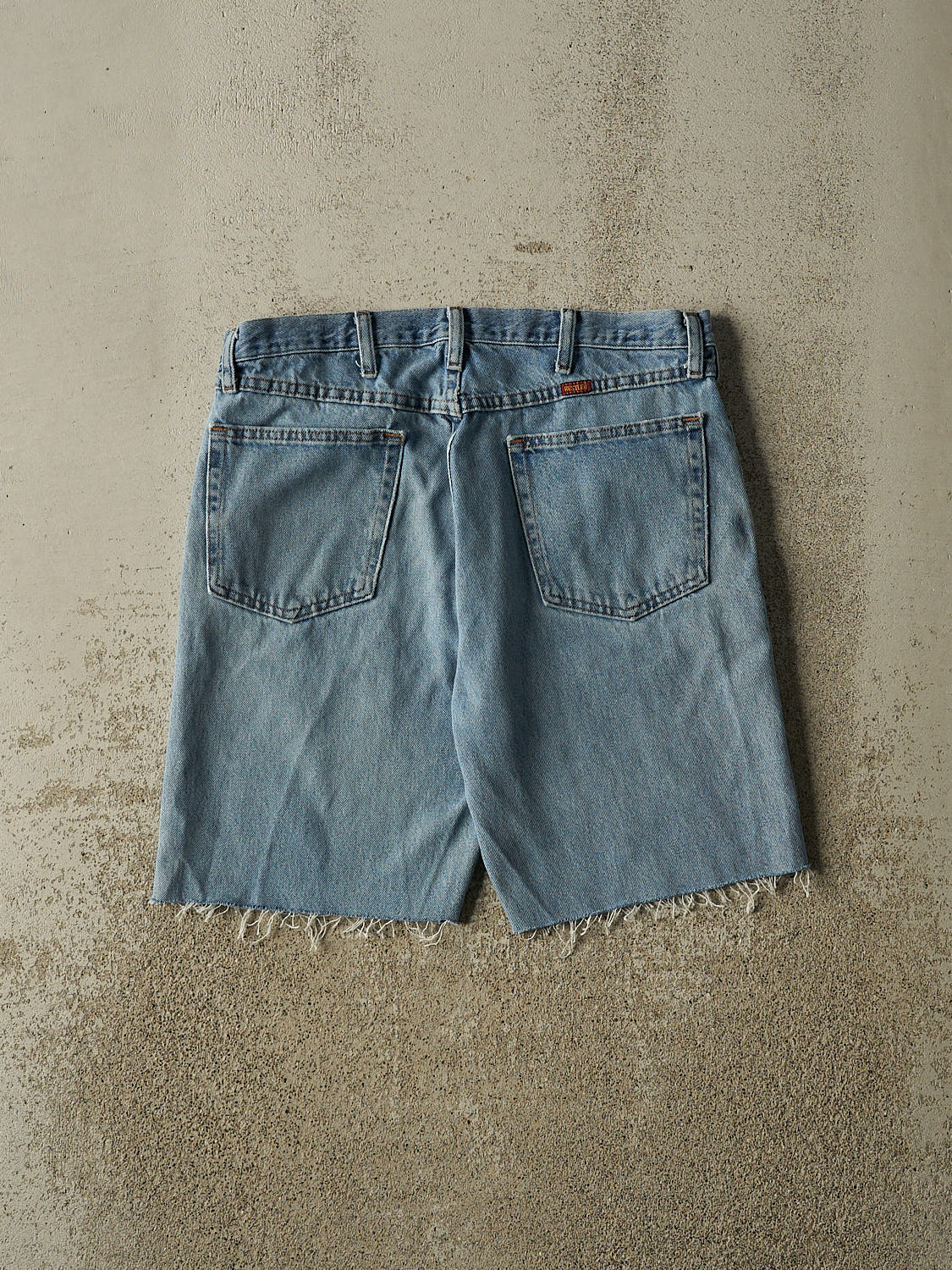 Vintage 90s Light Wash Rustler Cut Off Jean Shorts (34x9)