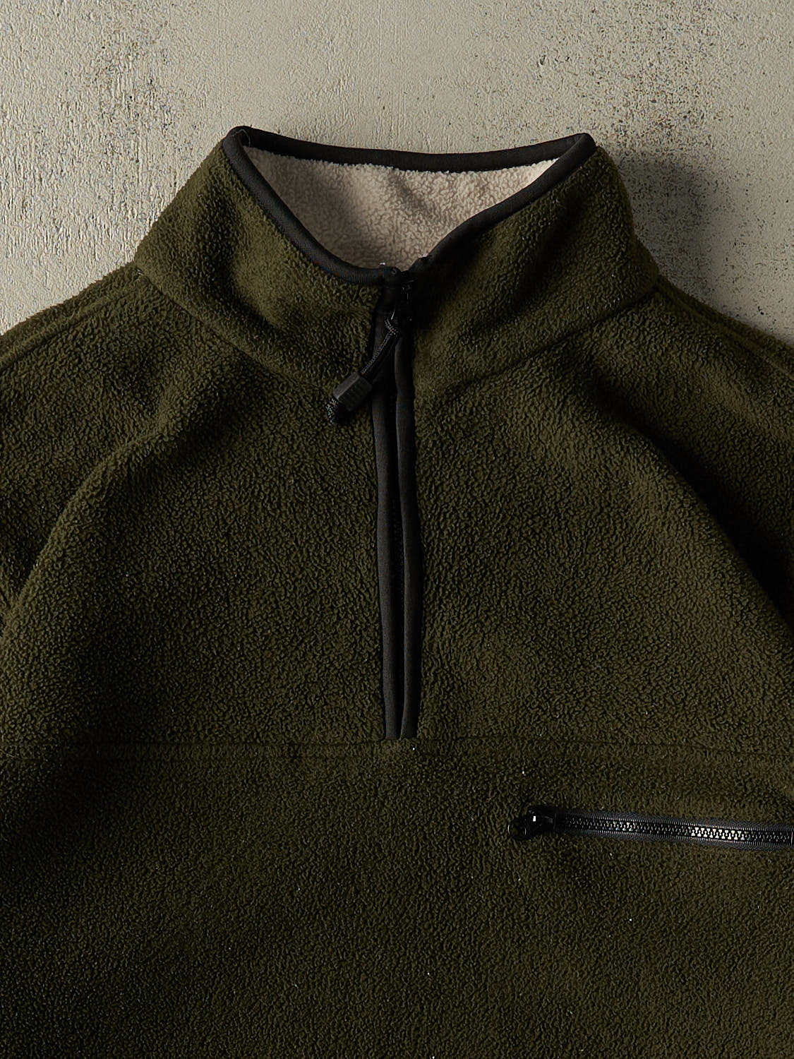 Vintage 90s Green & Beige Quarter Zip Fleece (L)