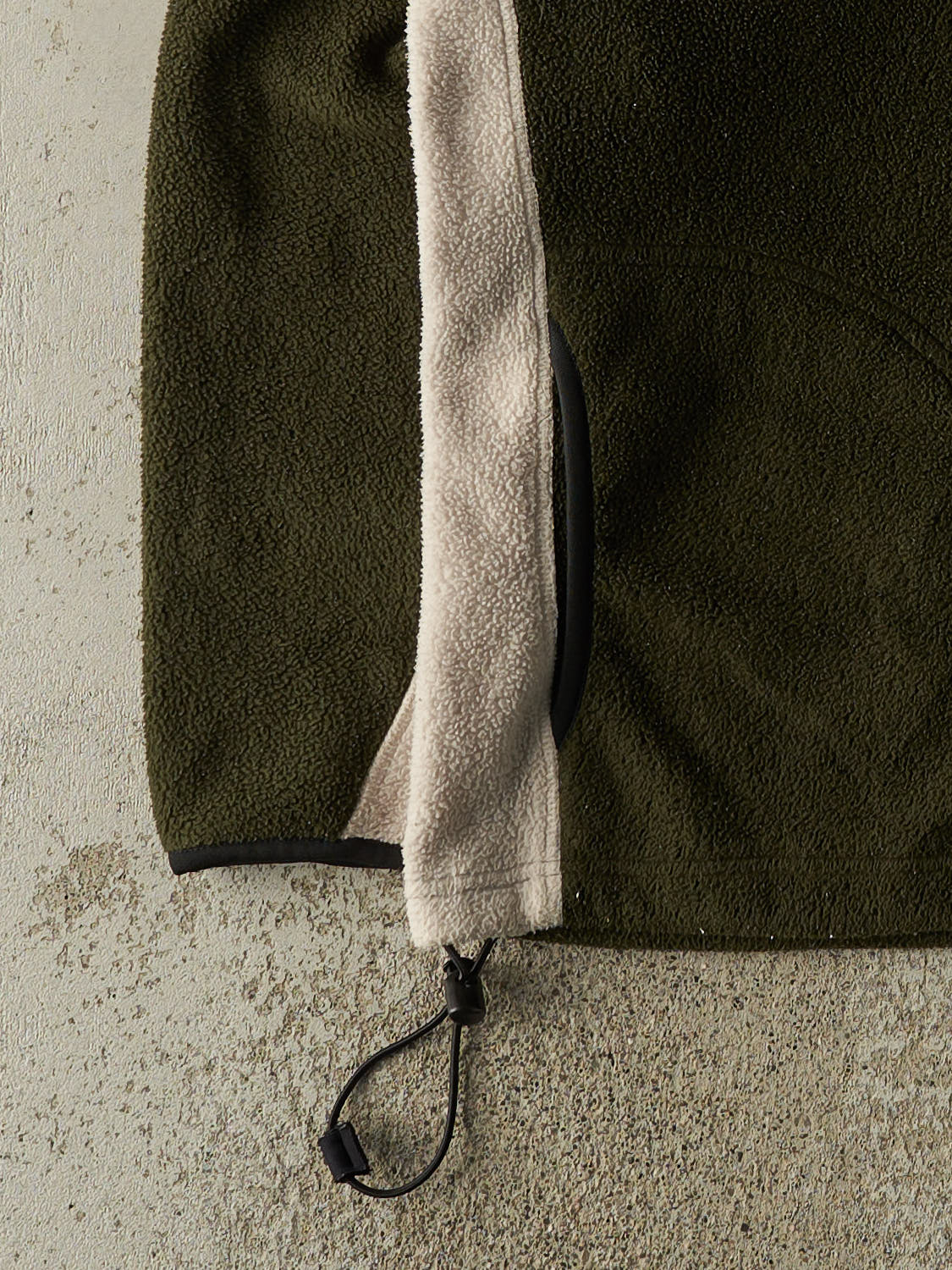Vintage 90s Green & Beige Quarter Zip Fleece (L)