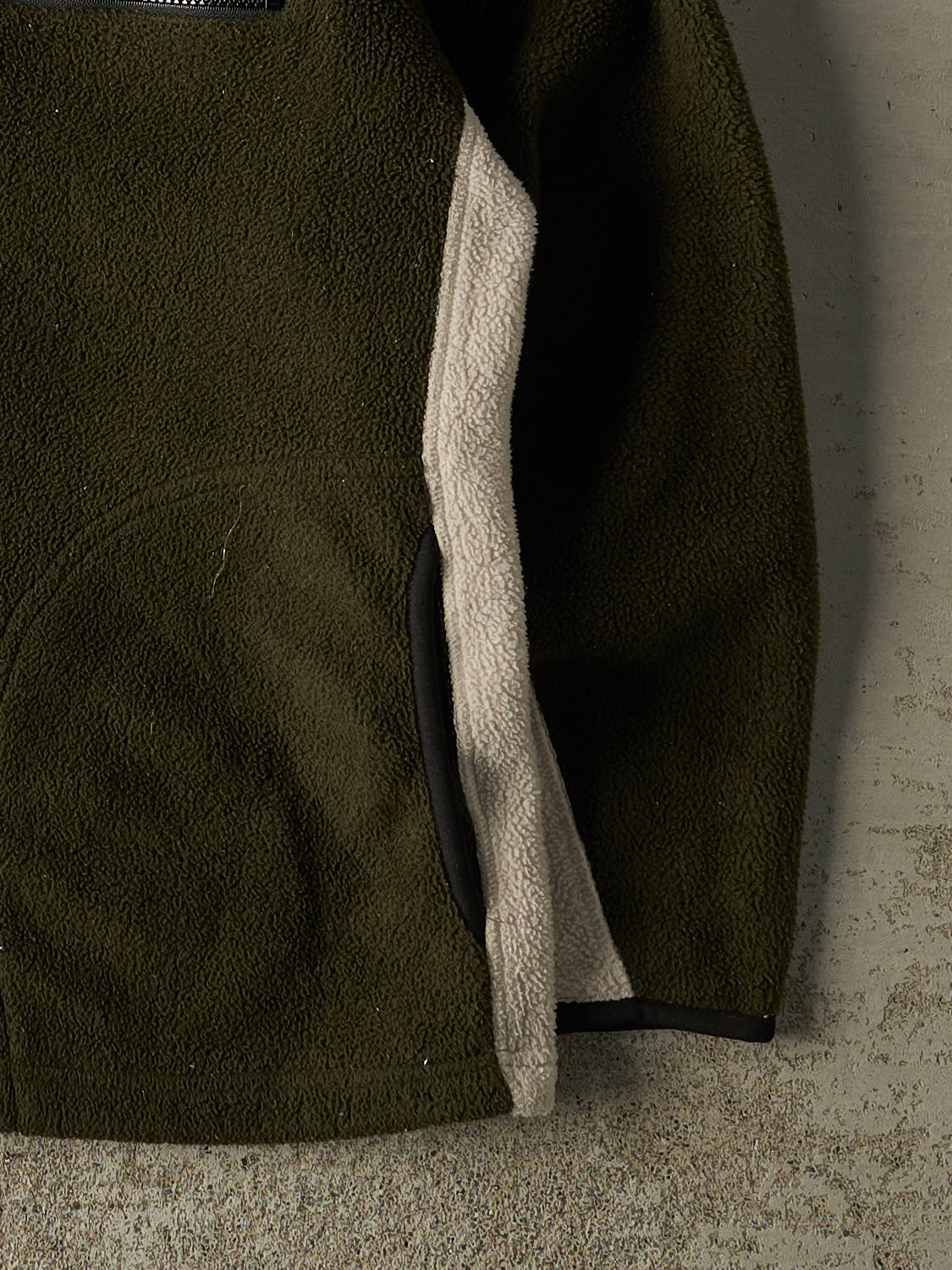 Vintage 90s Green & Beige Quarter Zip Fleece (L)