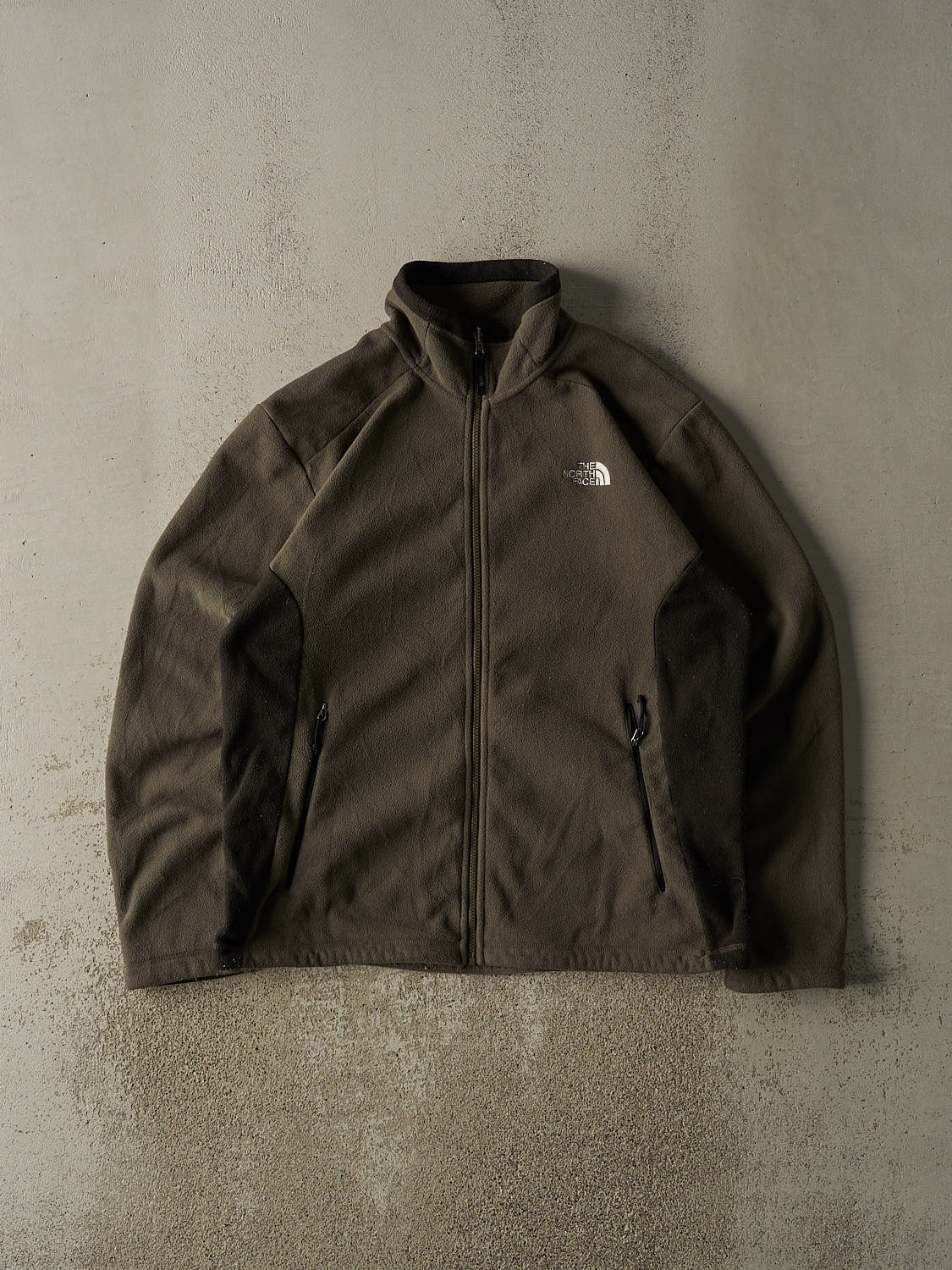 Vintage Y2K Green North Face Embroidered Zip Up Fleece (L/XL)