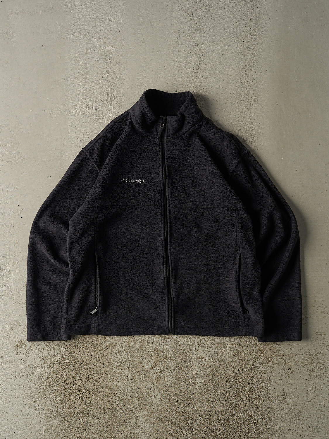 Vintage 90s Faded Black Columbia Embroidered Zip Up Fleece (L/XL)