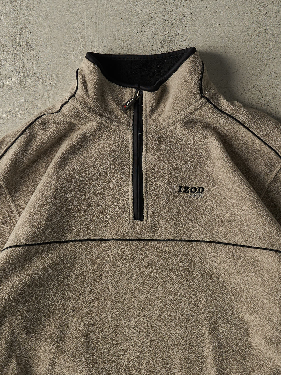 Vintage 90s Beige Izod Embroidered Quarter Zip Fleece (XL/XXL)