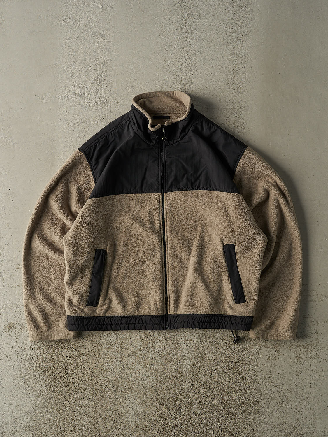 Vintage 90s Beige Eddie Bauer Zip Up Fleece Jacket (L/XL)