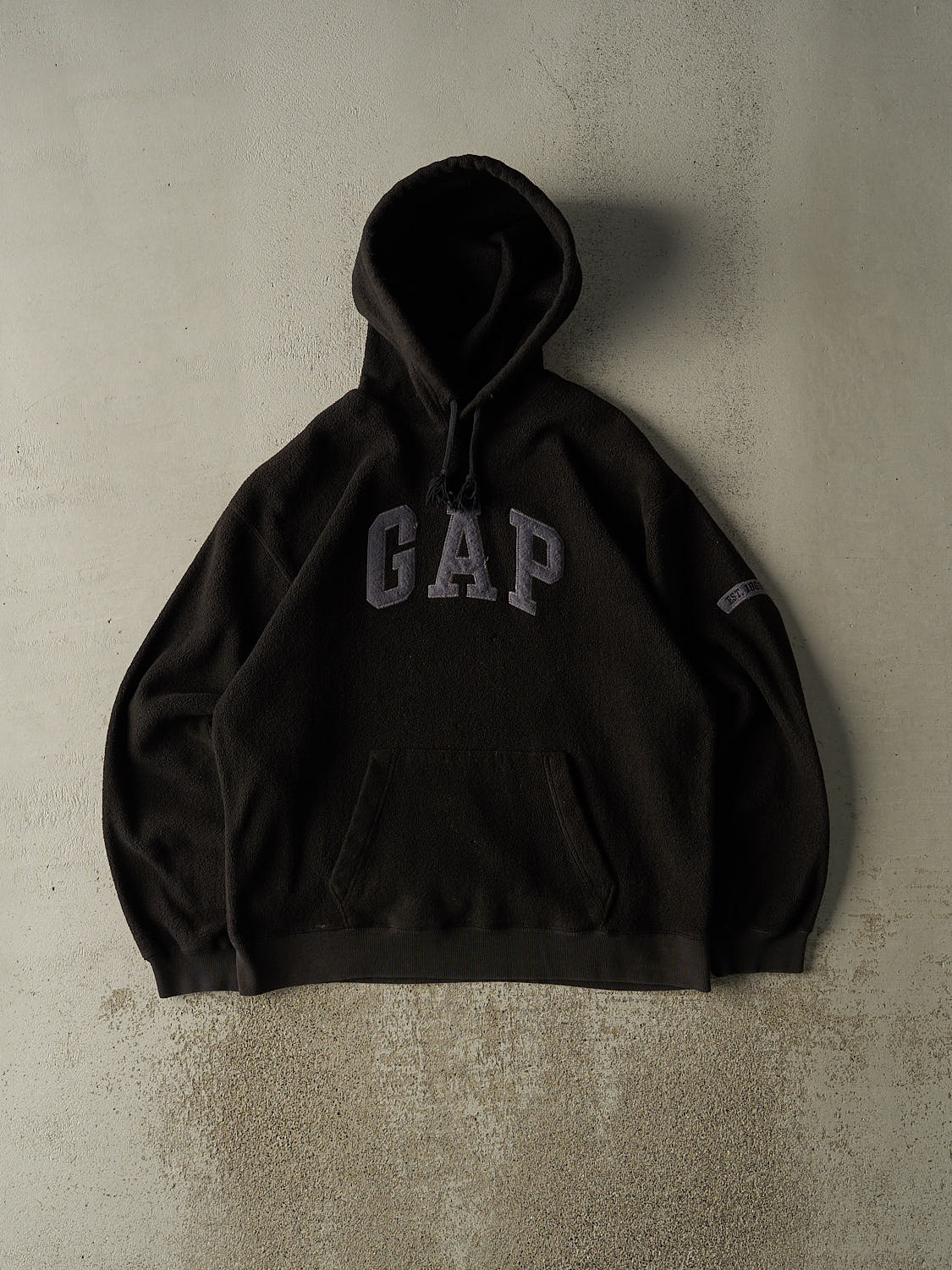 Vintage 90s Black Gap Embroidered Logo Fleece Hoodie (L/XL)